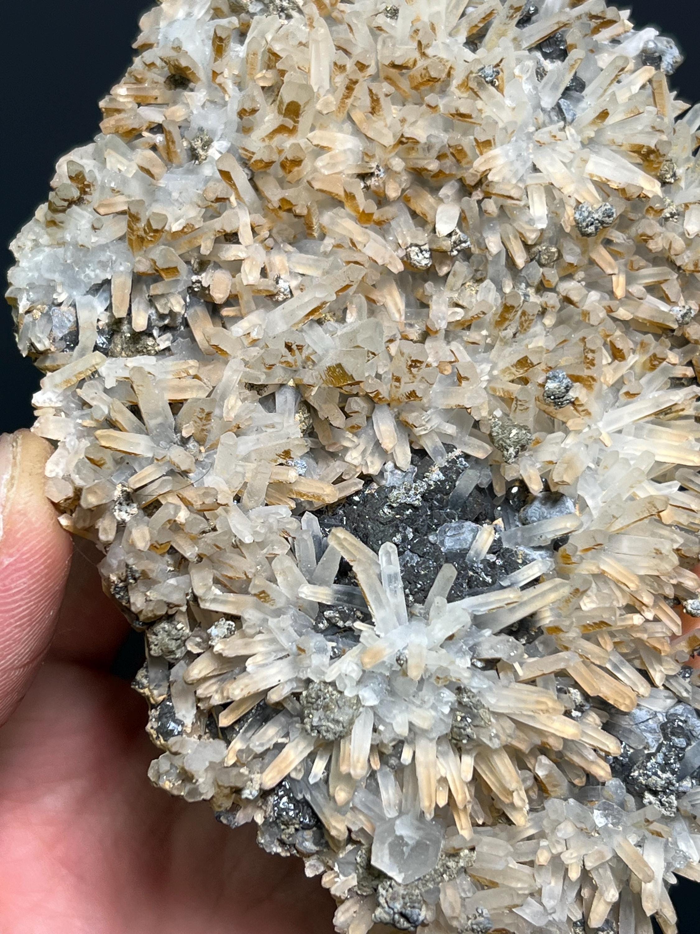 Very Special, Sphalerite And Pyrite On Gypsum Crystal Selenite Specimen, 254gram - Crystal Gemstone AE 