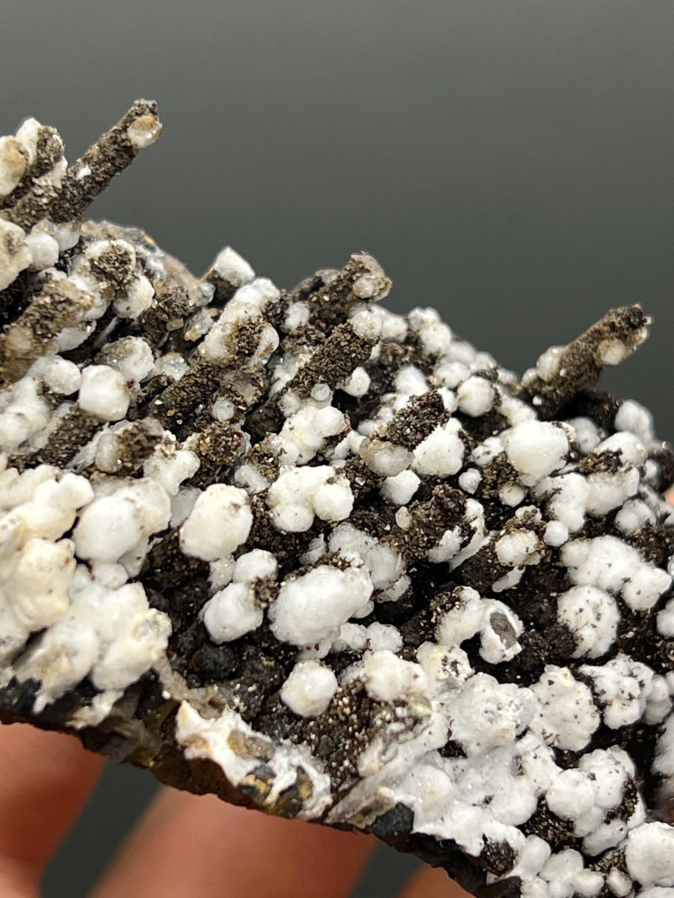 Museum Grade Snow Crystal Calcite On Stalactite Hematite - Crystal Gemstone AE 