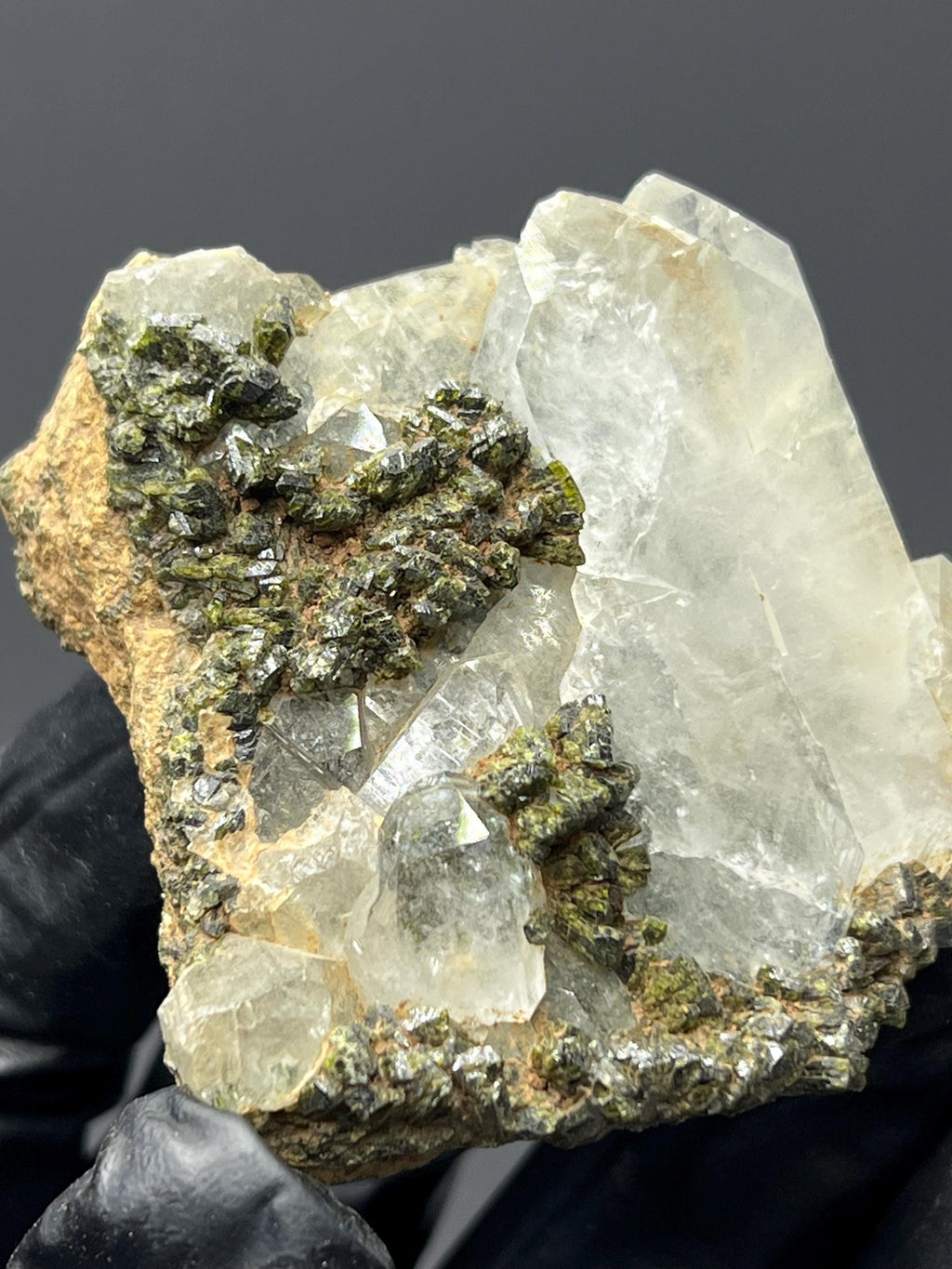 Epidote on Quartz Specimen - Turkish Mineral Collection - Crystal Gemstone AE 
