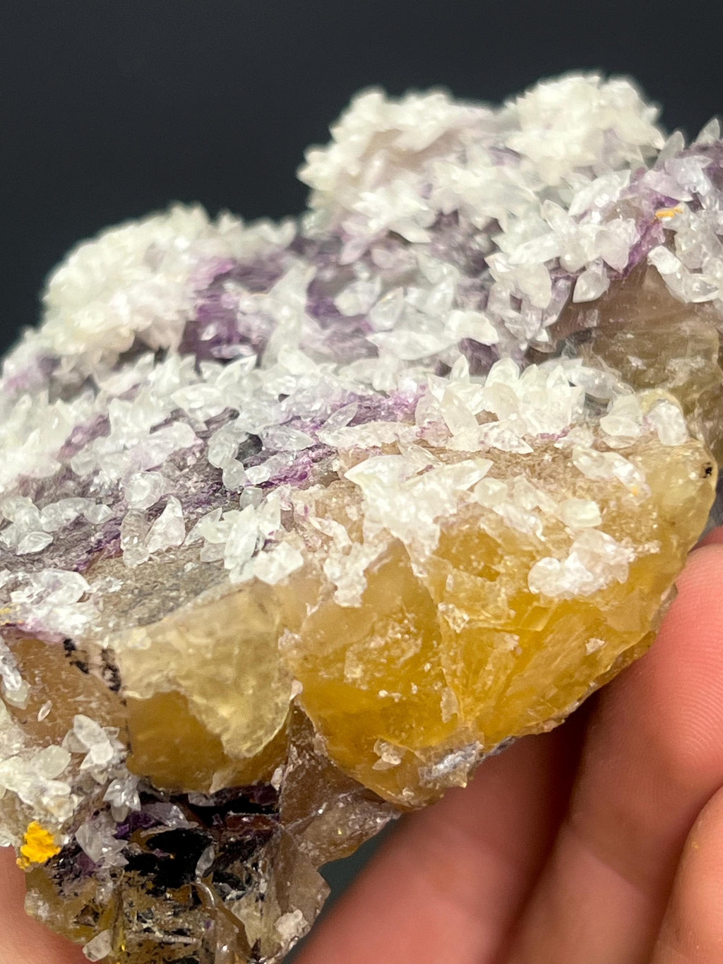 Very Special Item! Calcite With Pink And Yellow Fluorite Specimen - Crystal Gemstone AE 