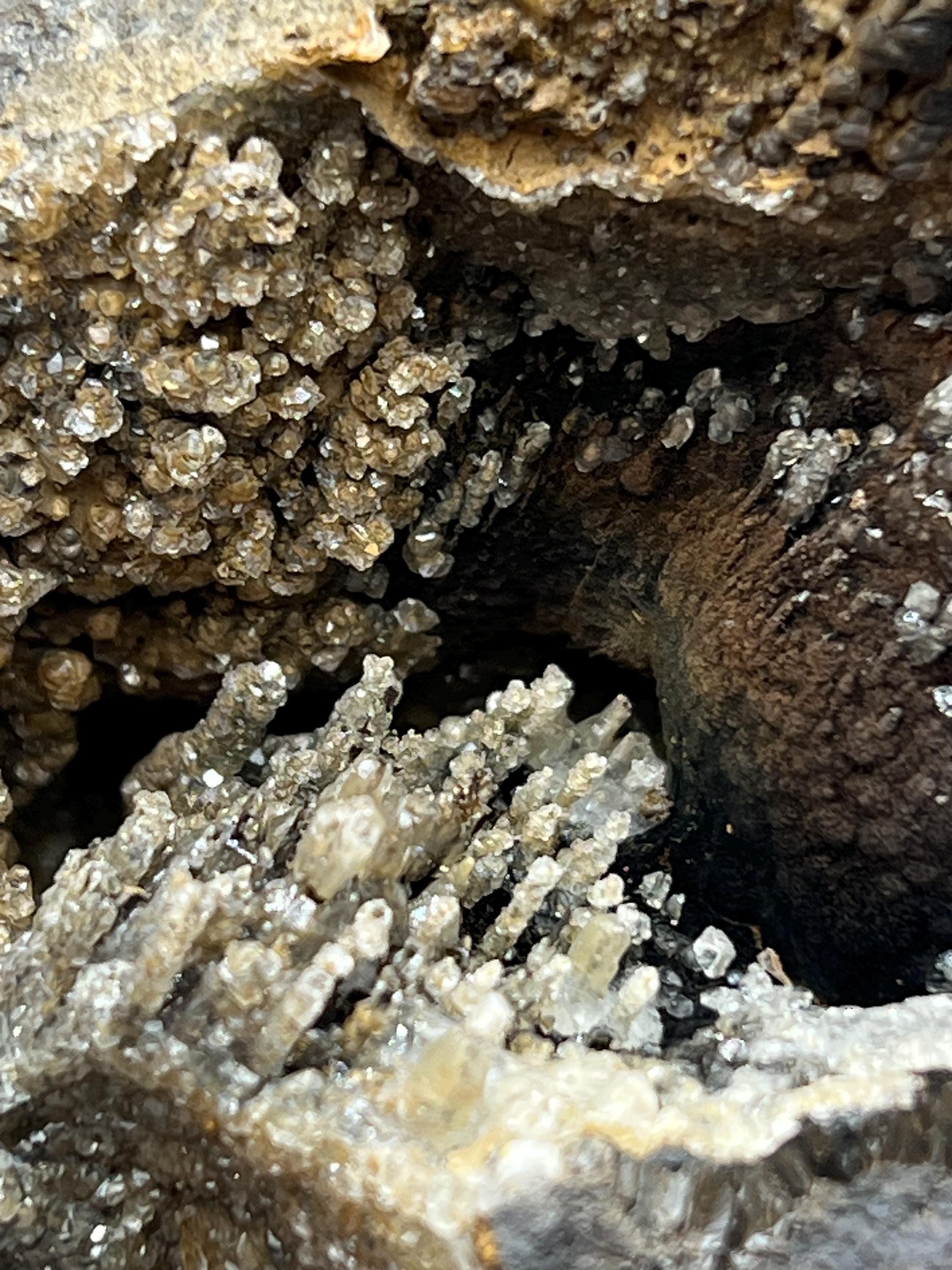 Crystal Calcite on Goethite Stalactite, Turkish Mineral Specimen - Crystal Gemstone AE 