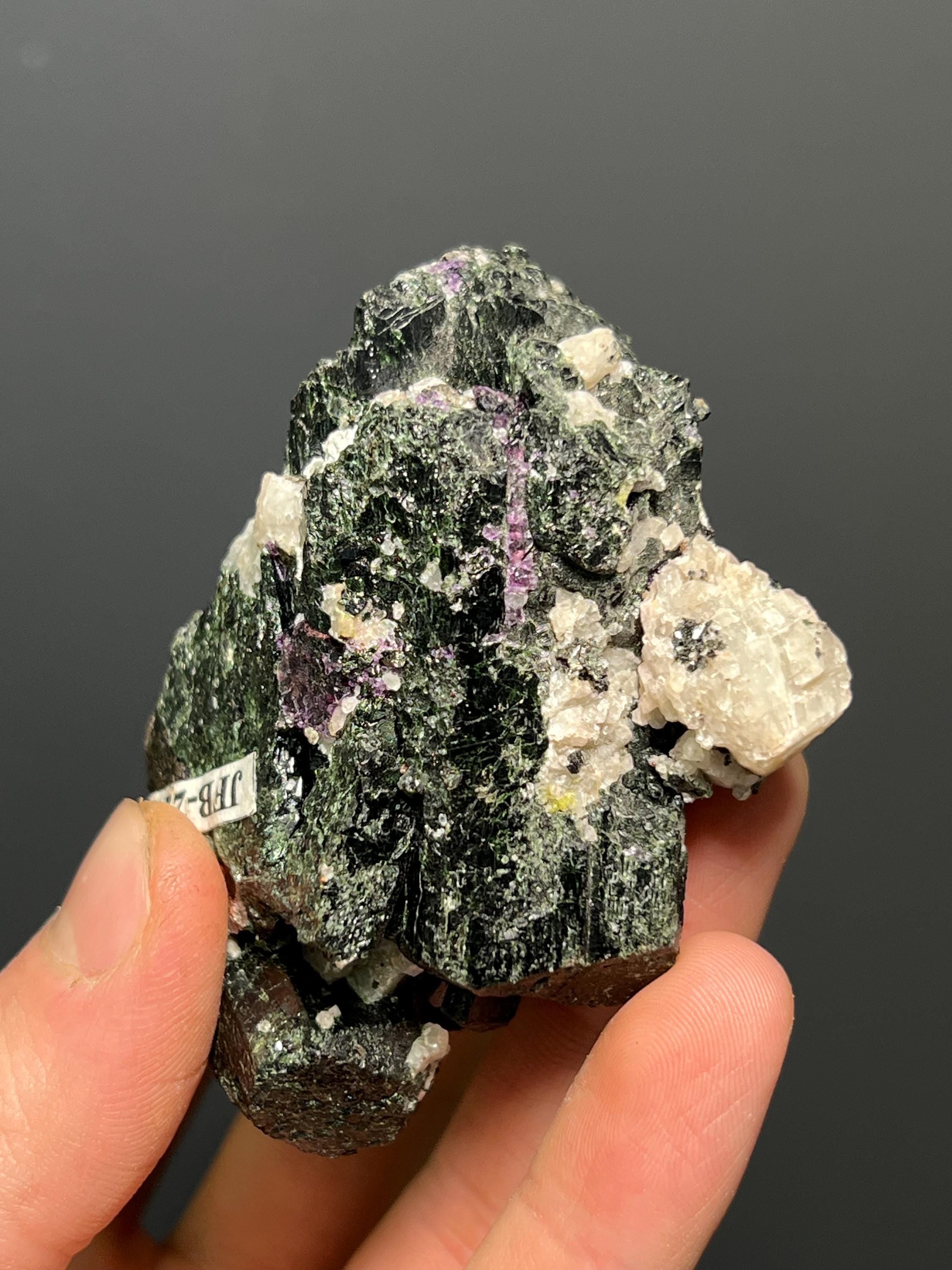 Ferrosilite With Purple Fluorite Crystals Accessory - Canada - Crystal Gemstone AE 