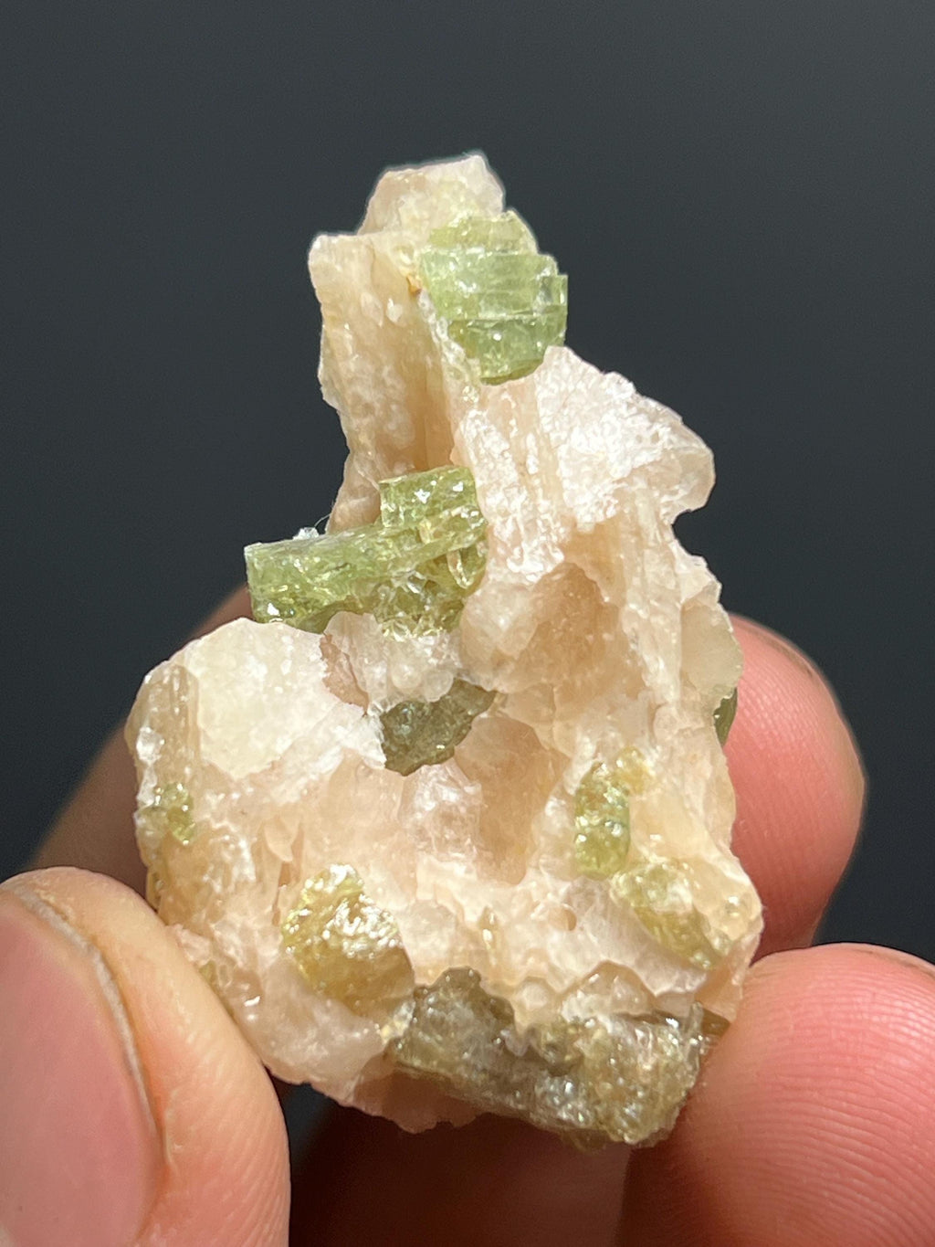 Apatite On Calcite Specimen, 24gram - Crystal Gemstone AE 