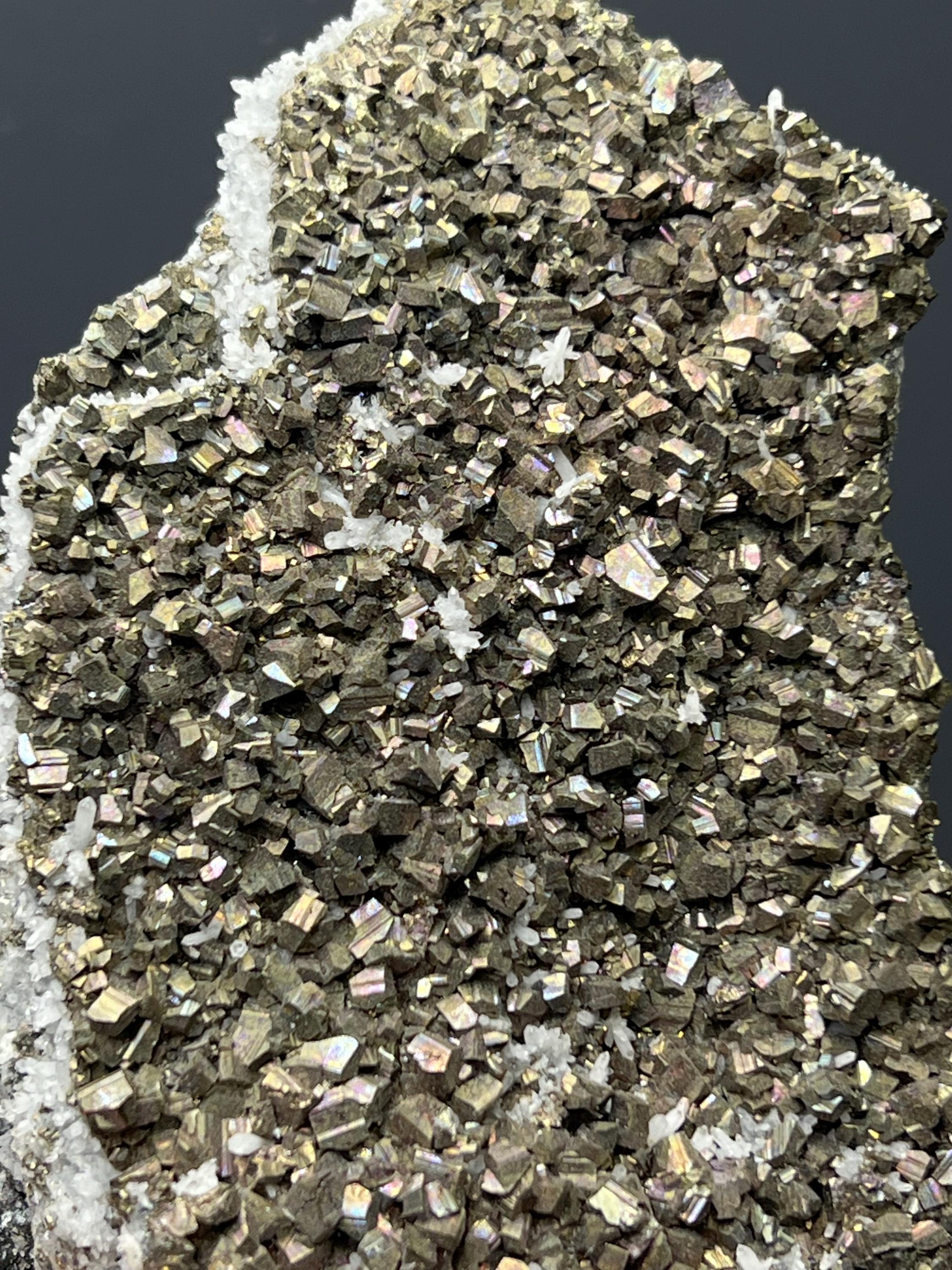 Rainbow Pyrite With Crystal Quartz - Crystal Gemstone AE 