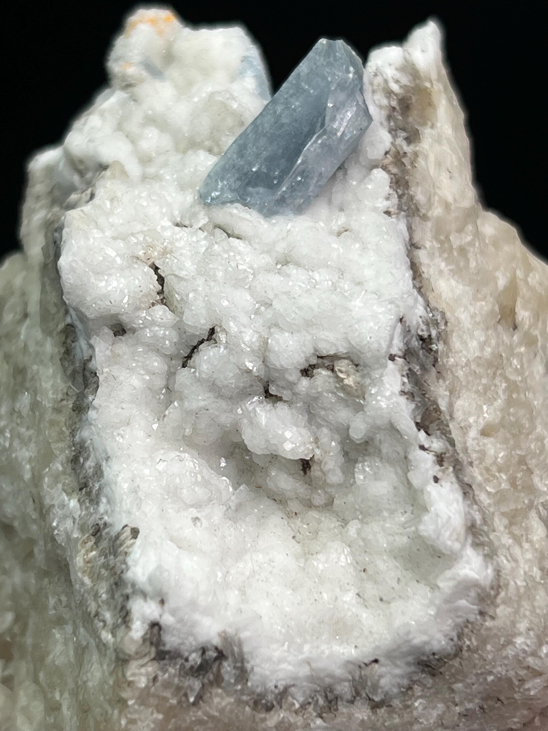 Blue Celestine With Snow Barite - Crystal Gemstone AE 