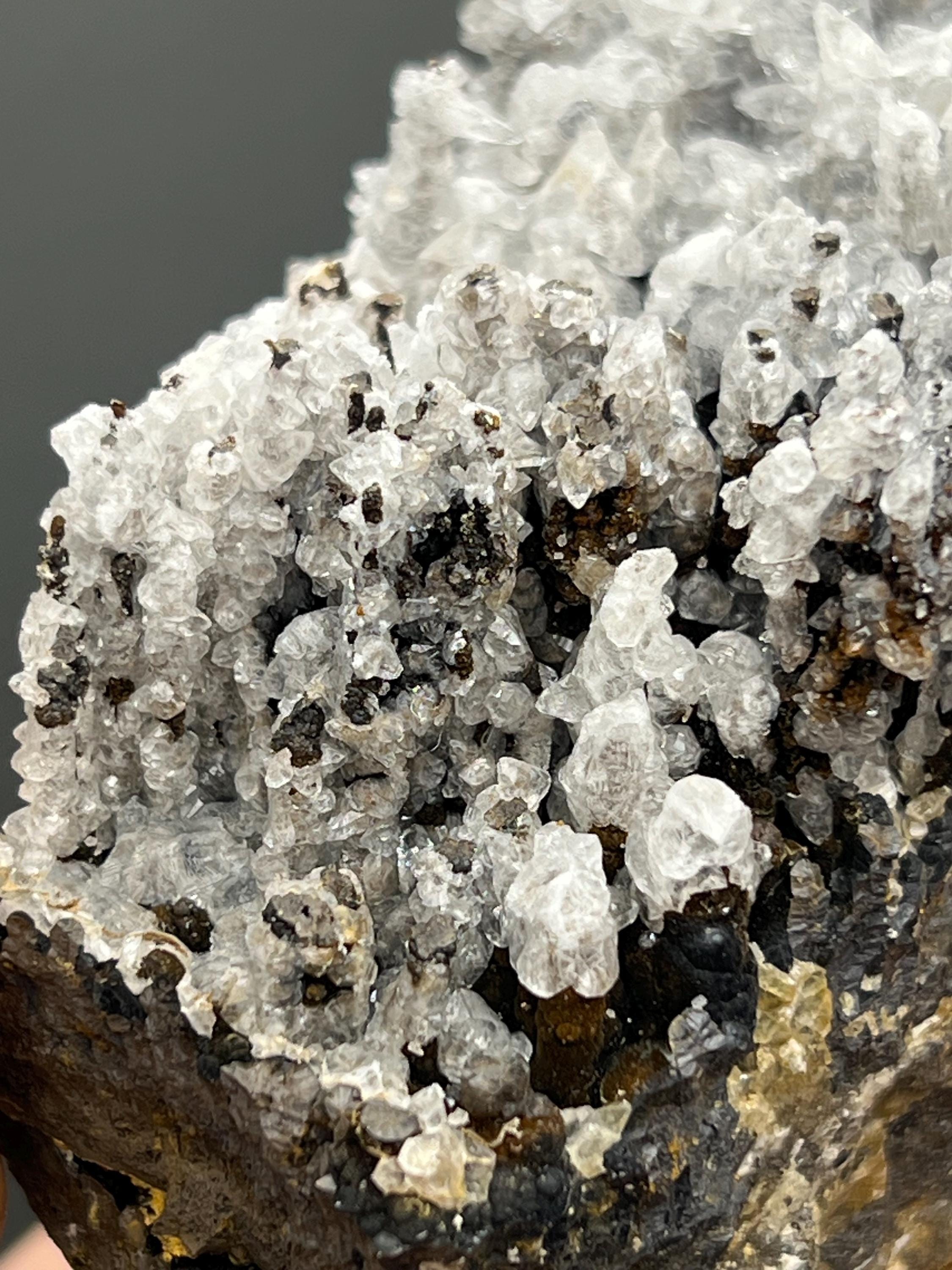 Crystal Calcite On Small Stalactites Hematite Specimen - Crystal Gemstone AE 