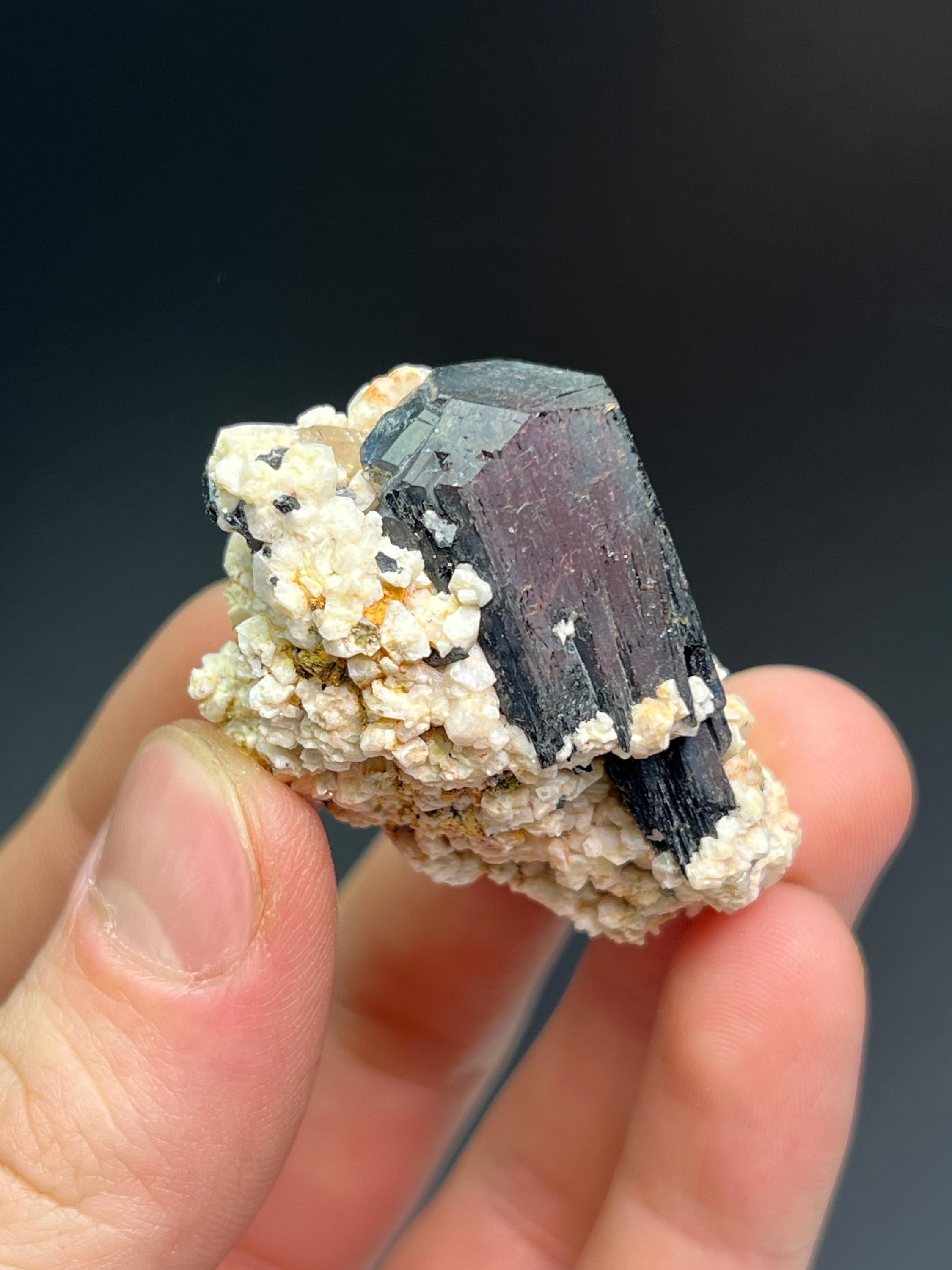 Schrol Tourmaline with Mica Albite Specimen - Crystal Gemstone AE 