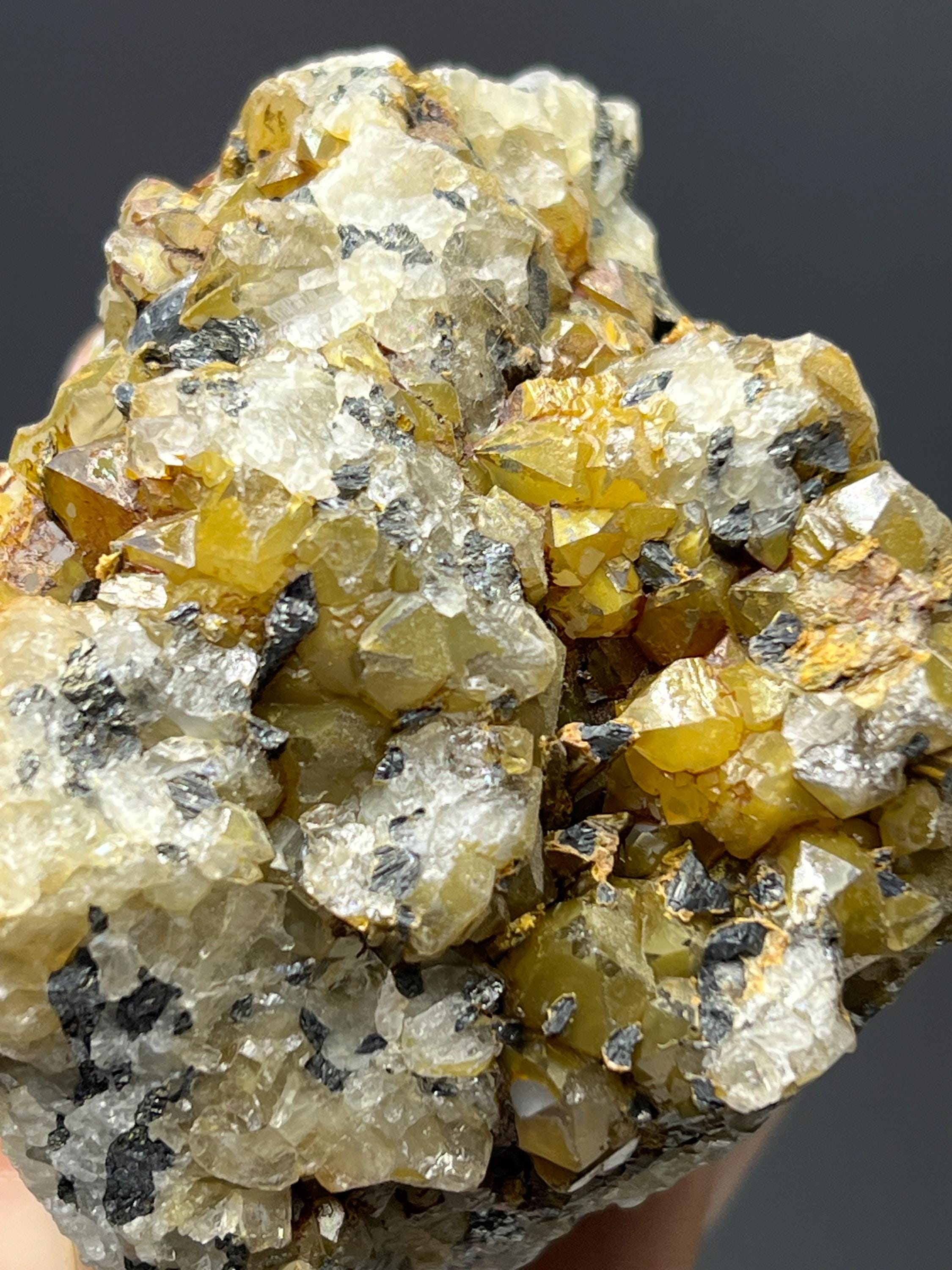 Galena With Crystal Calcite - Crystal Gemstone AE 