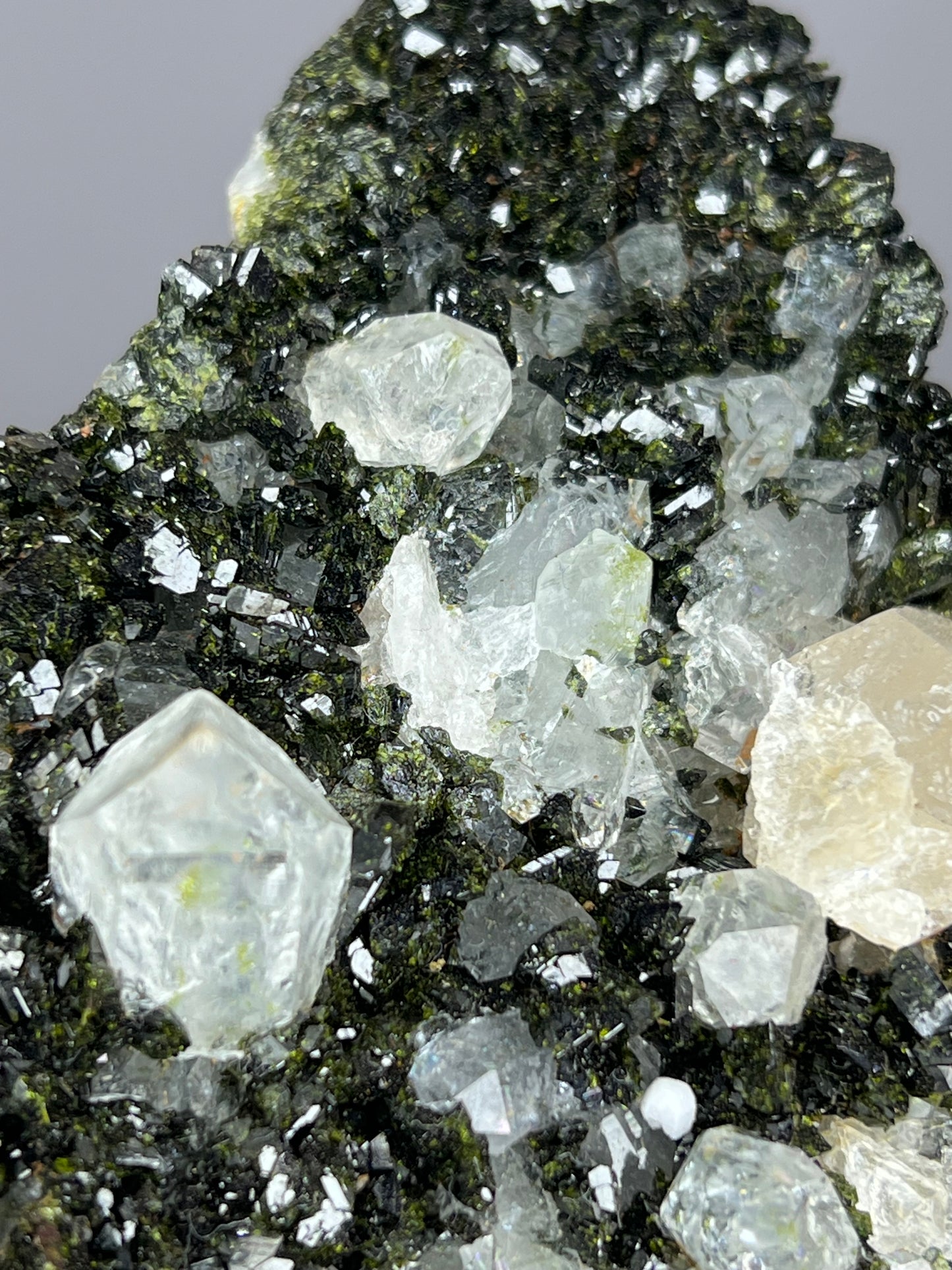 Black And Green Epidote With Quartz