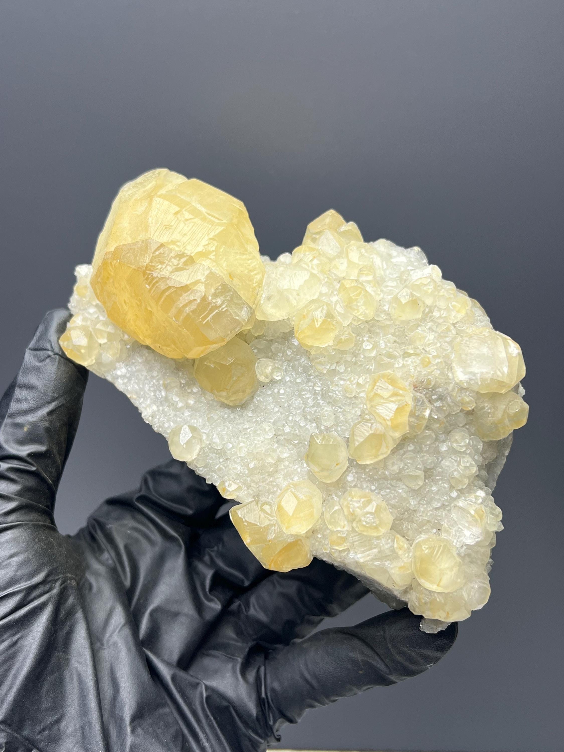 Dogtooth Calcite Specimen: Golden Yellow Crystal, Turkey - Crystal Gemstone AE 