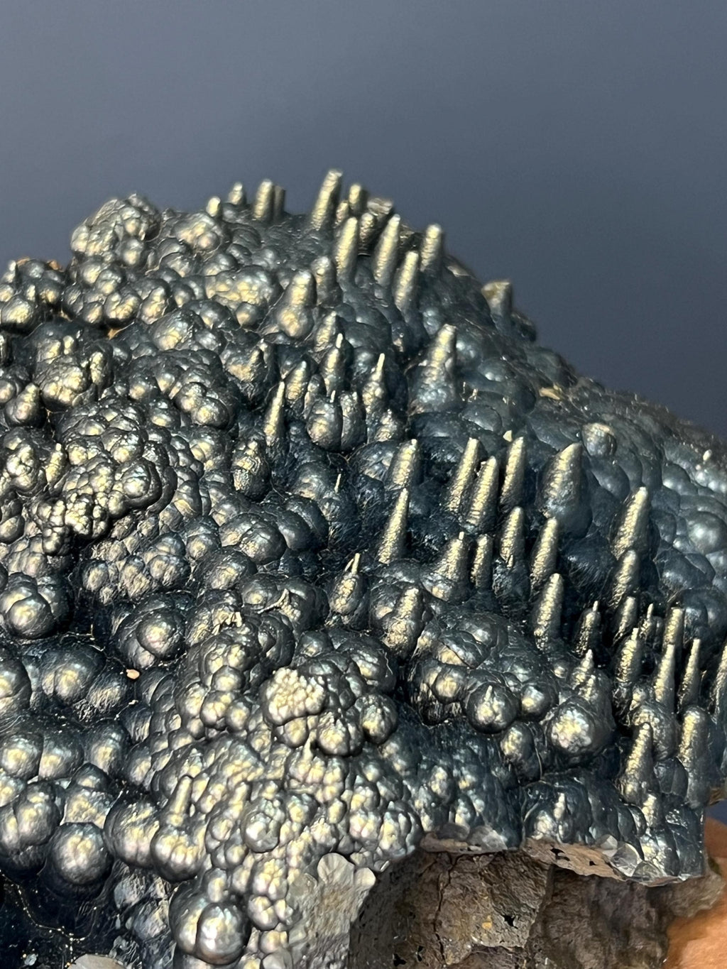Museum Grade! Very Showy Golden Color Stalactite And Botryoidal Formation Goethite Specimen - Crystal Gemstone AE 