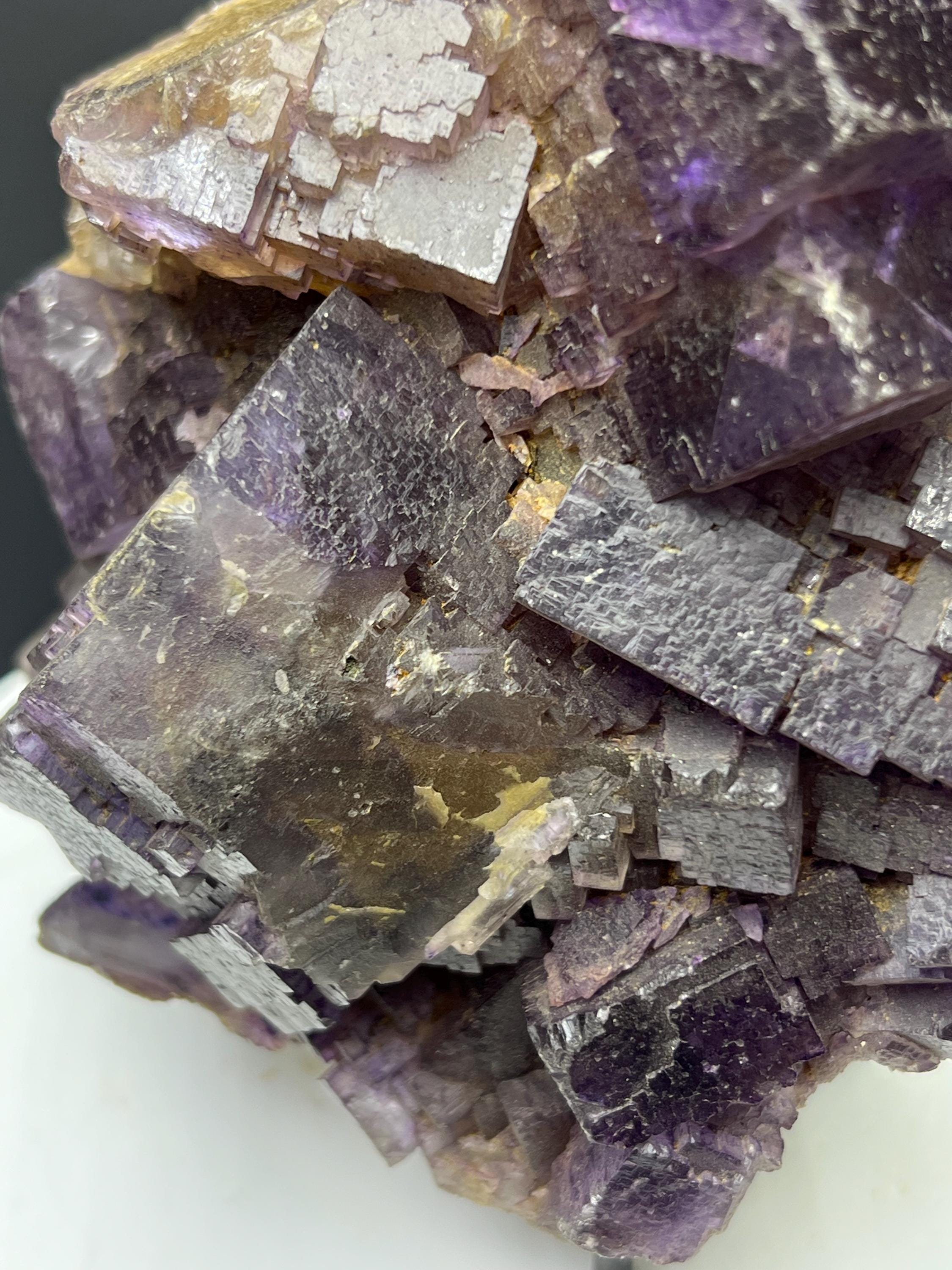 Yellow And Purple Color Phantom Fluorite Specimen - Crystal Gemstone AE 