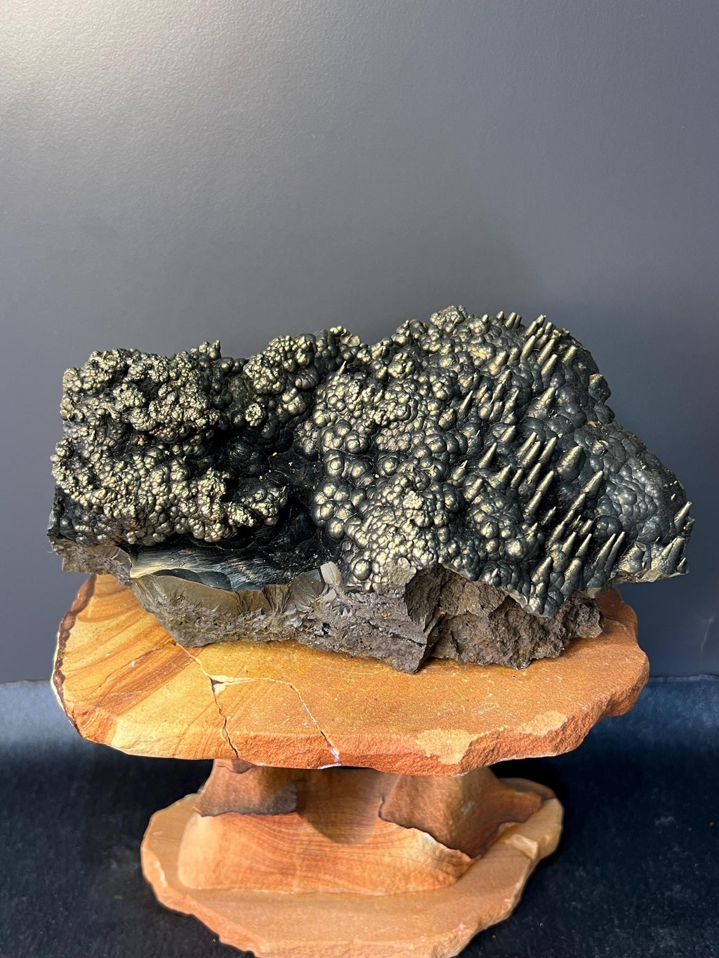 Museum Grade! Very Showy Golden Color Stalactite And Botryoidal Formation Goethite Specimen - Crystal Gemstone AE 
