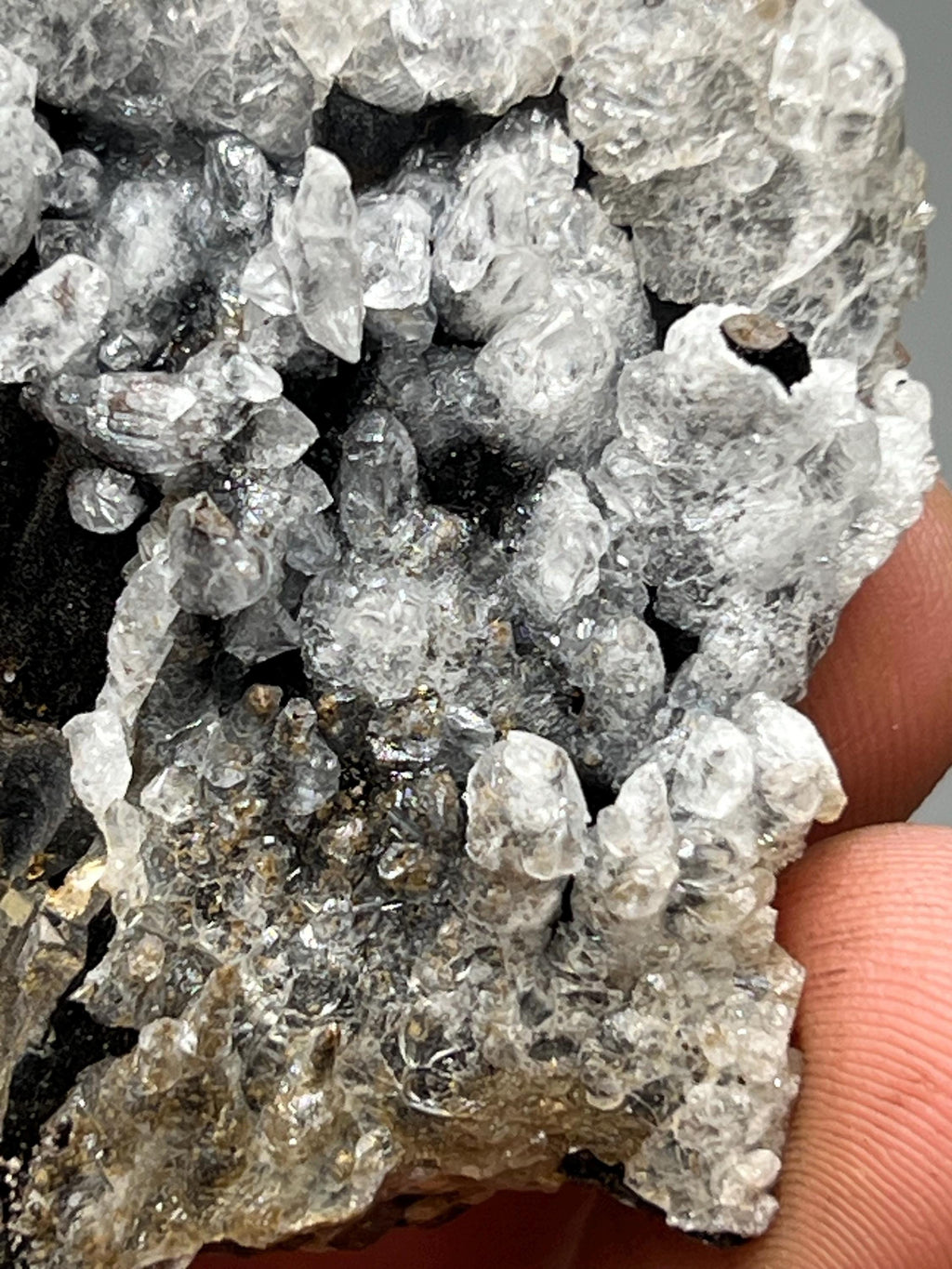 Very Unique, Crystal Calcite On Stalactite Hematite, Special Collection Piece - Crystal Gemstone AE 