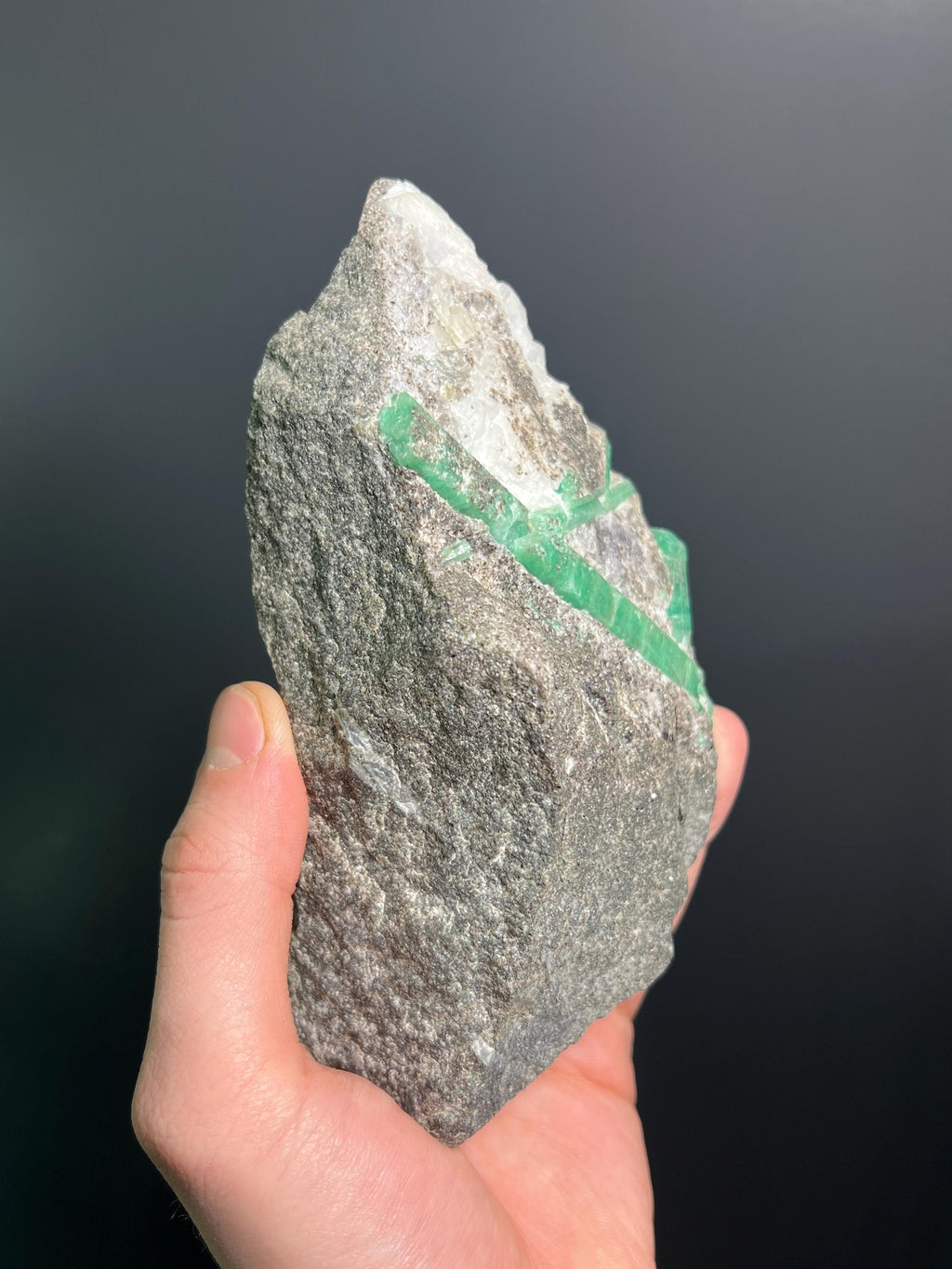Emerald With Quartz On Matrix - Crystal Gemstone AE 