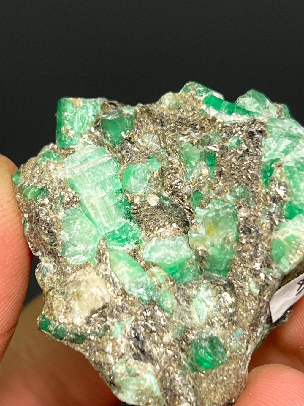 Beryl Var. Emerald With Pyrite And Quartz - Brazil - Crystal Gemstone AE 