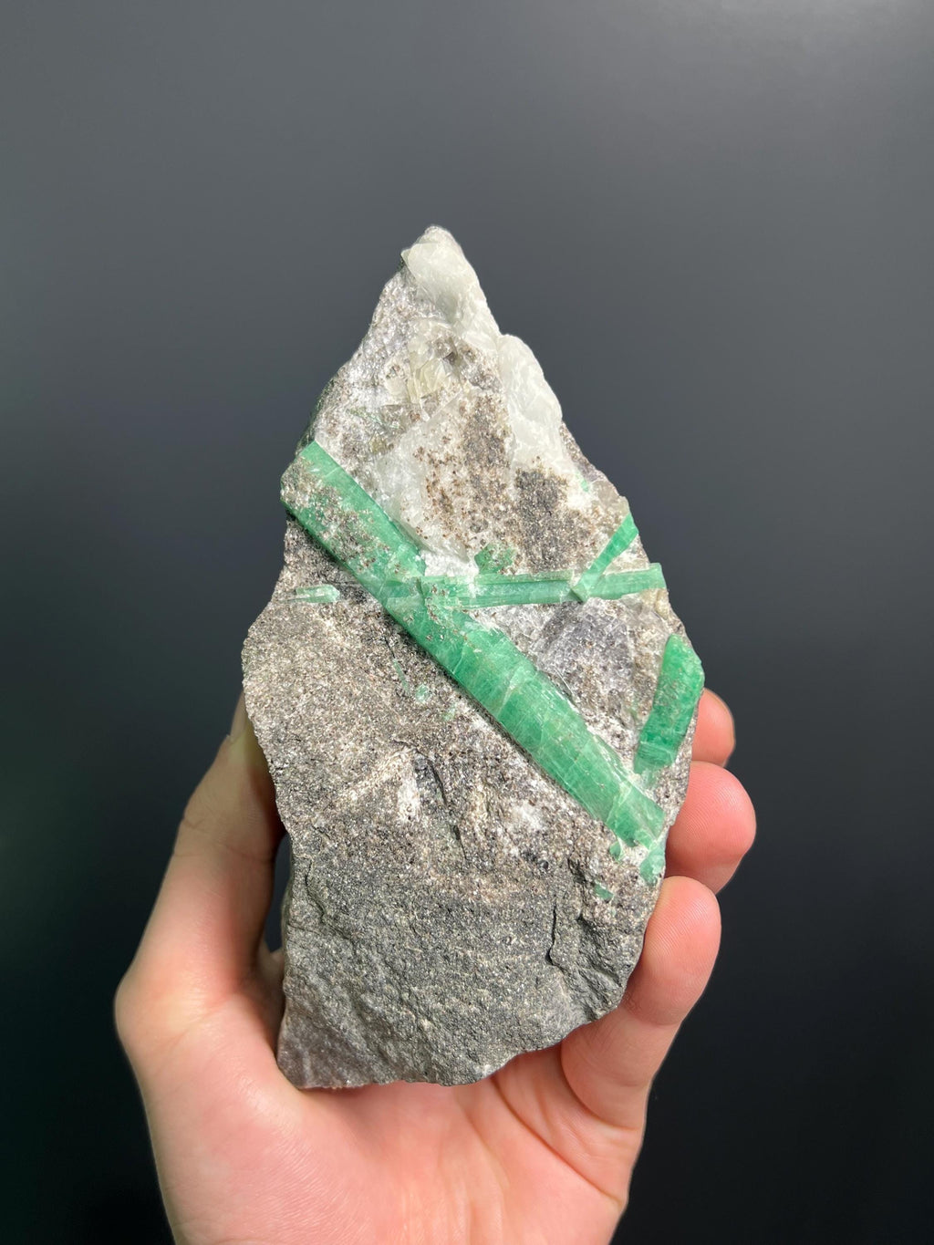 Emerald With Quartz On Matrix - Crystal Gemstone AE 