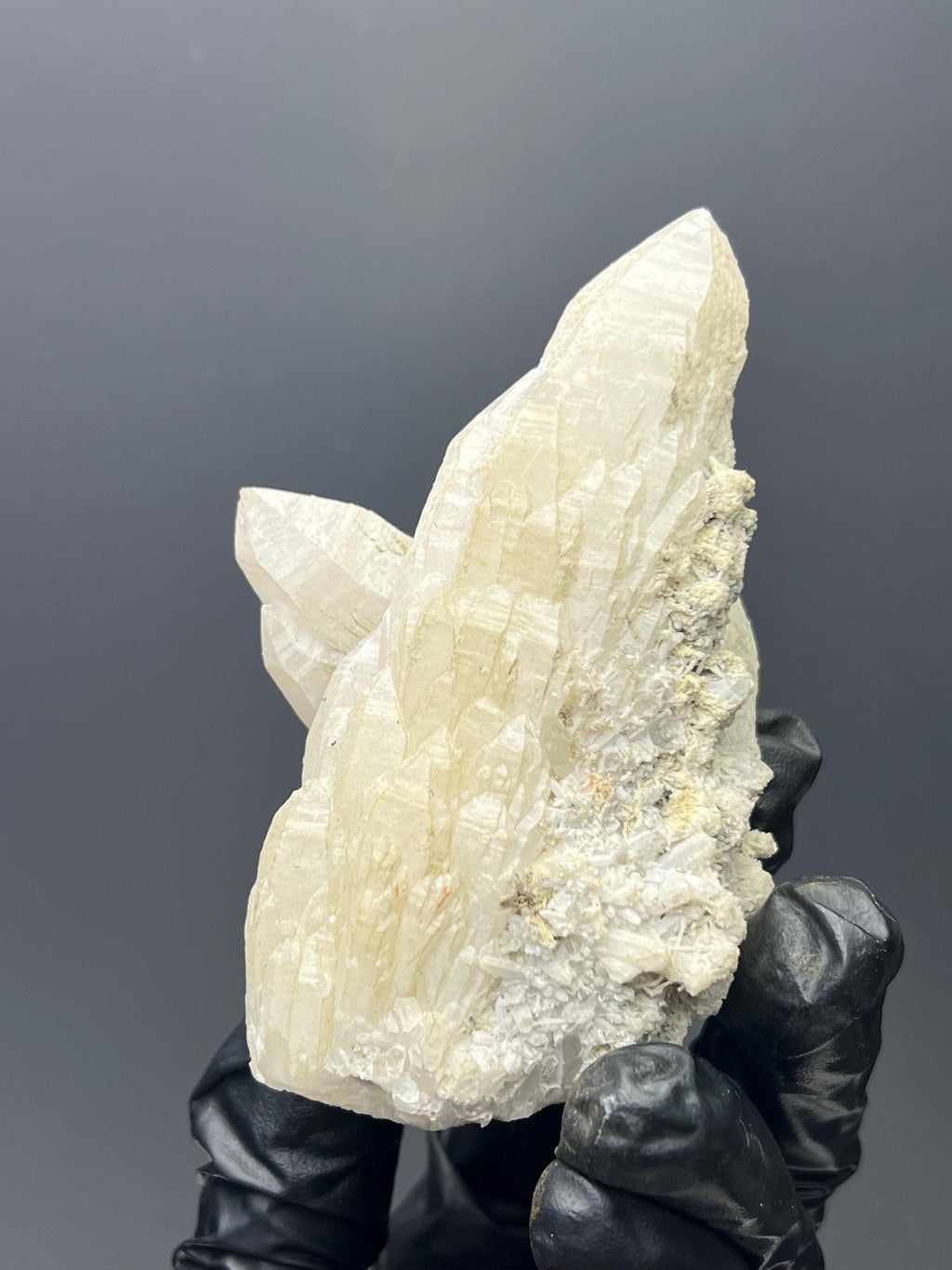 Crystal Calcite On Elestial Crystal Quartz - Crystal Gemstone AE 
