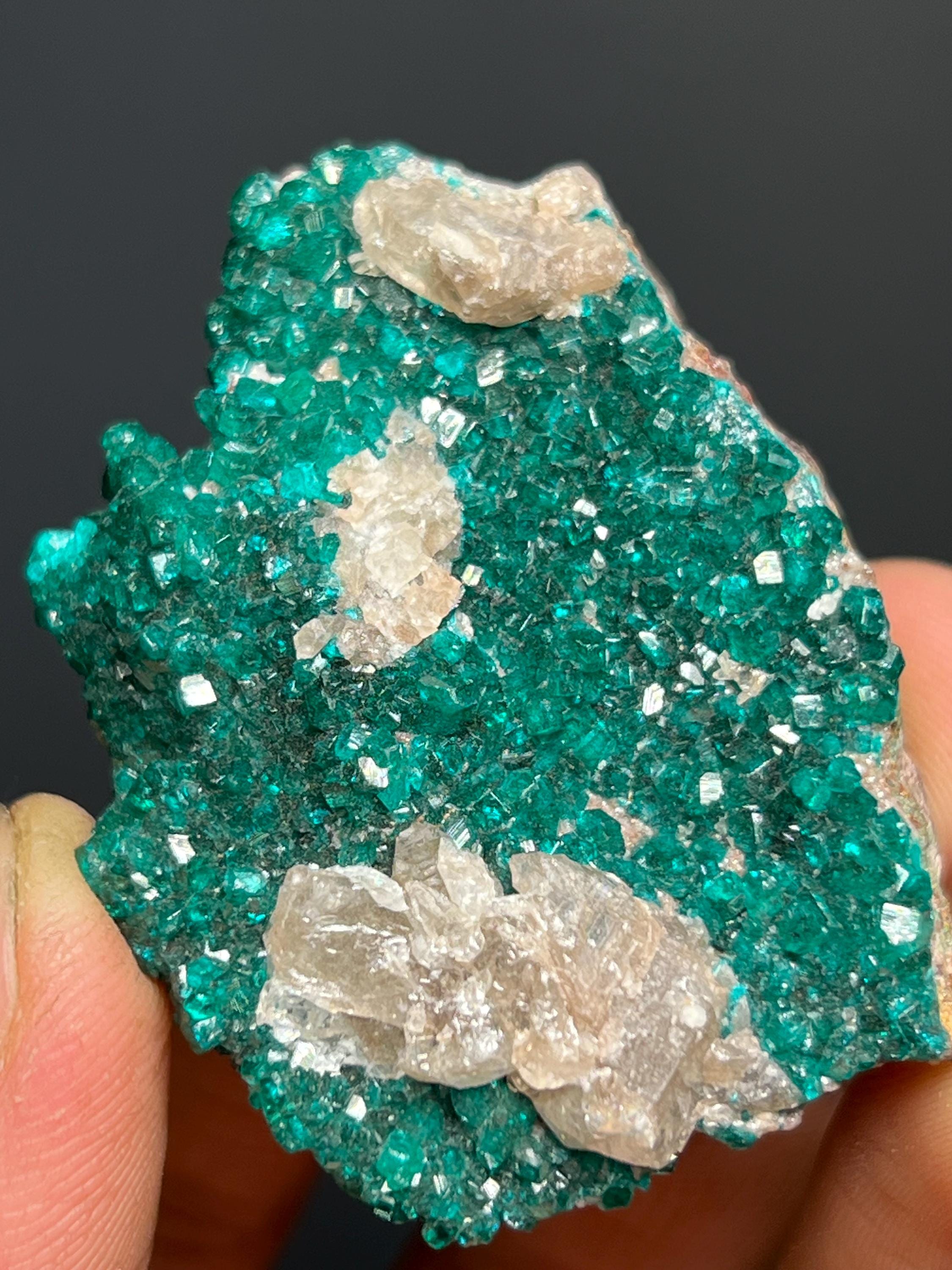 Dioptase With Cerussite - Namibia - Crystal Gemstone AE 