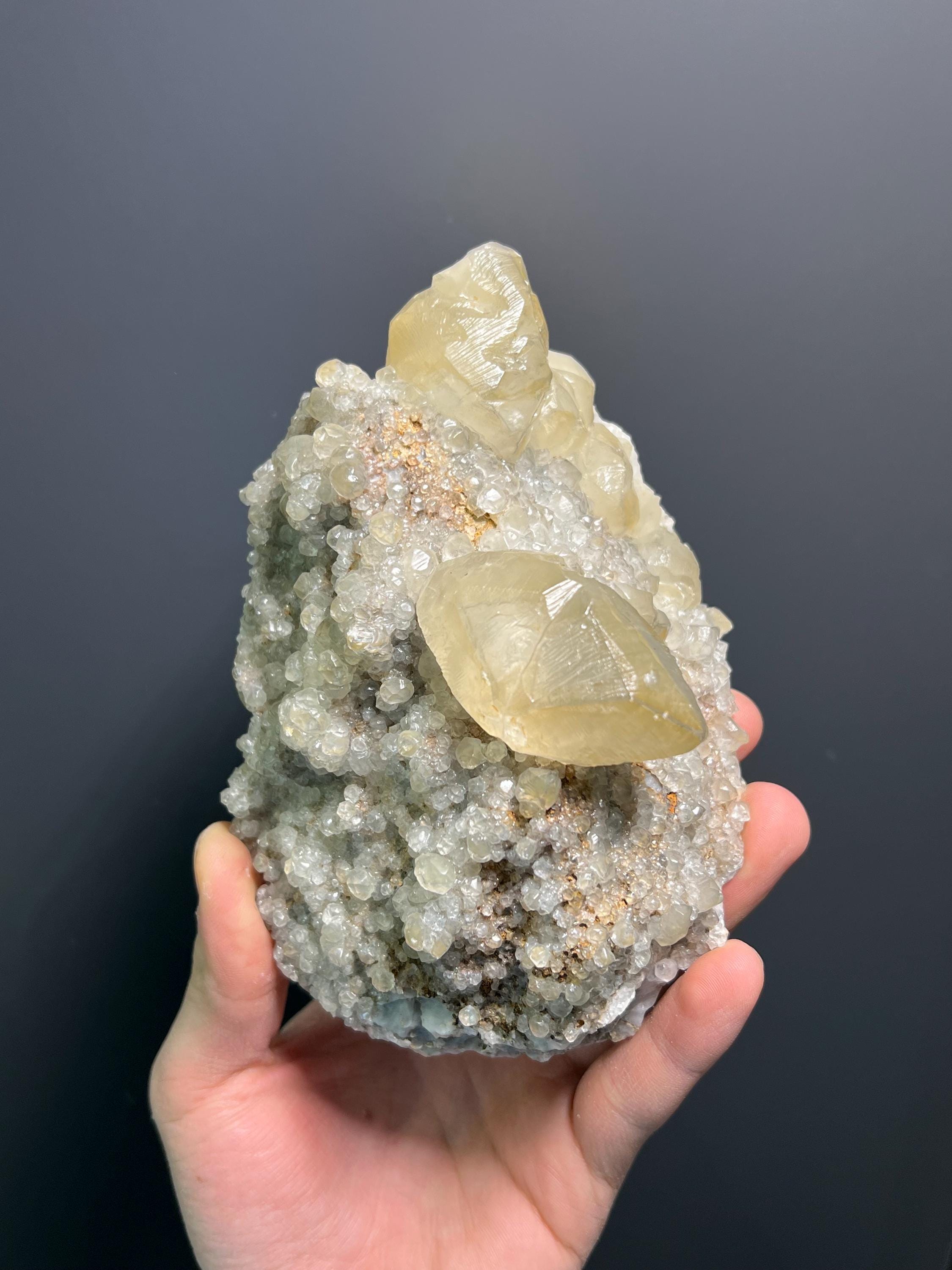 Dogtooth Calcite Specimen, Golden Yellow Crystal, Turkish Mineral (1.4kg) - Crystal Gemstone AE 