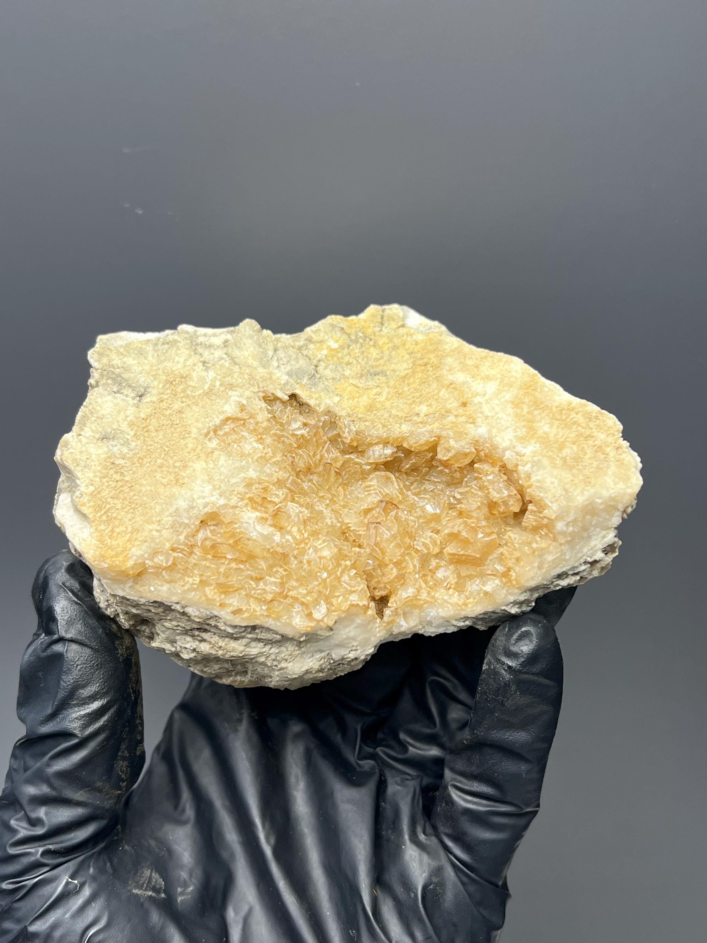 Orange Apophyllite Specimen - Luminous Crystal from India - Crystal Gemstone AE 