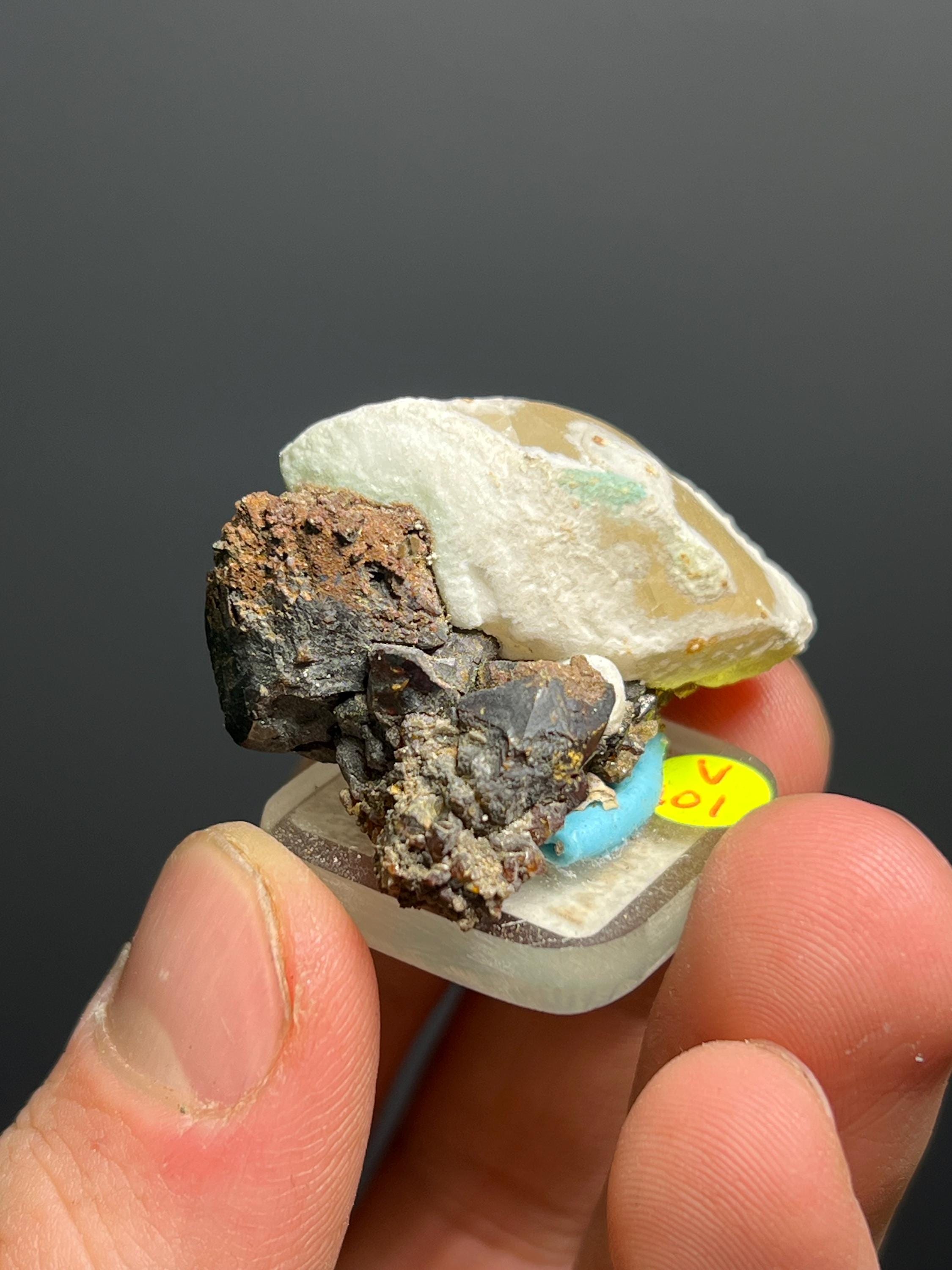 Calcite And Sphalerite With Travertine Specimen, 20gram - Crystal Gemstone AE 