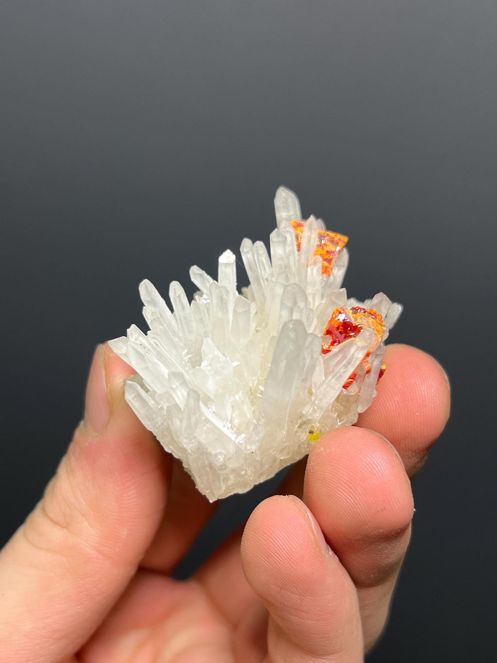 Cinnabar And Pyrite On Quartz Specimen, 42gram - Crystal Gemstone AE 