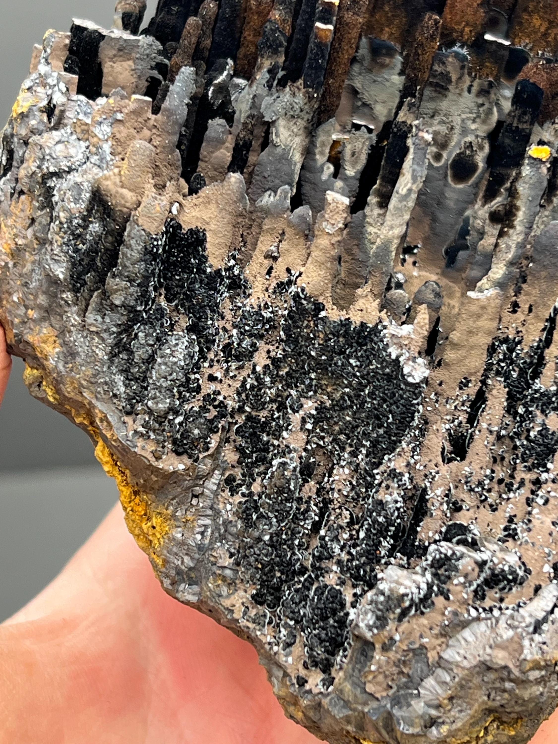 Limonite And Specularite on Goethite Stalactite, Rare Mineral Specimen - Crystal Gemstone AE 