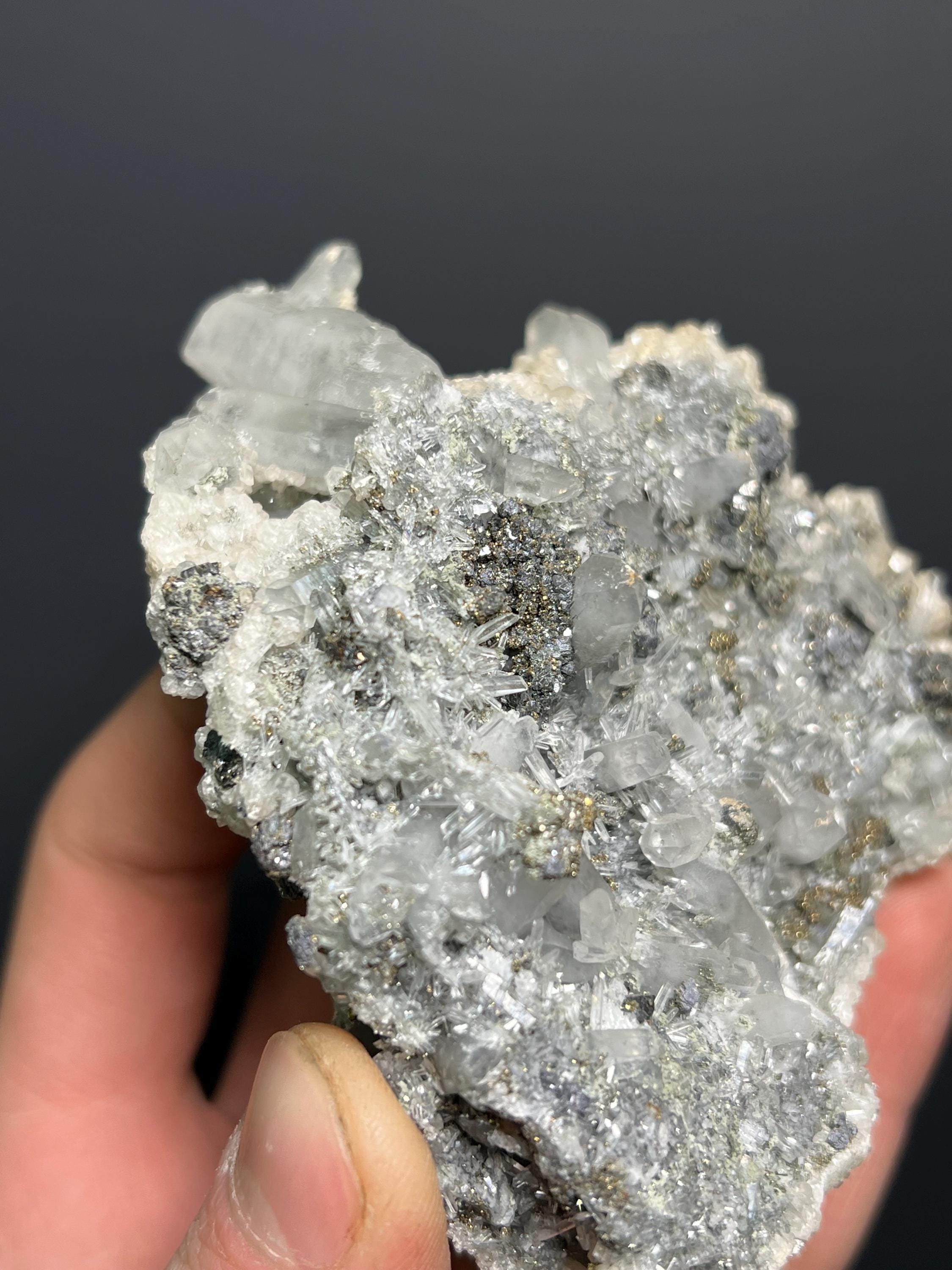 Calcite, Galena And Pyrite With Crystal Quartz - Turkey - Crystal Gemstone AE 