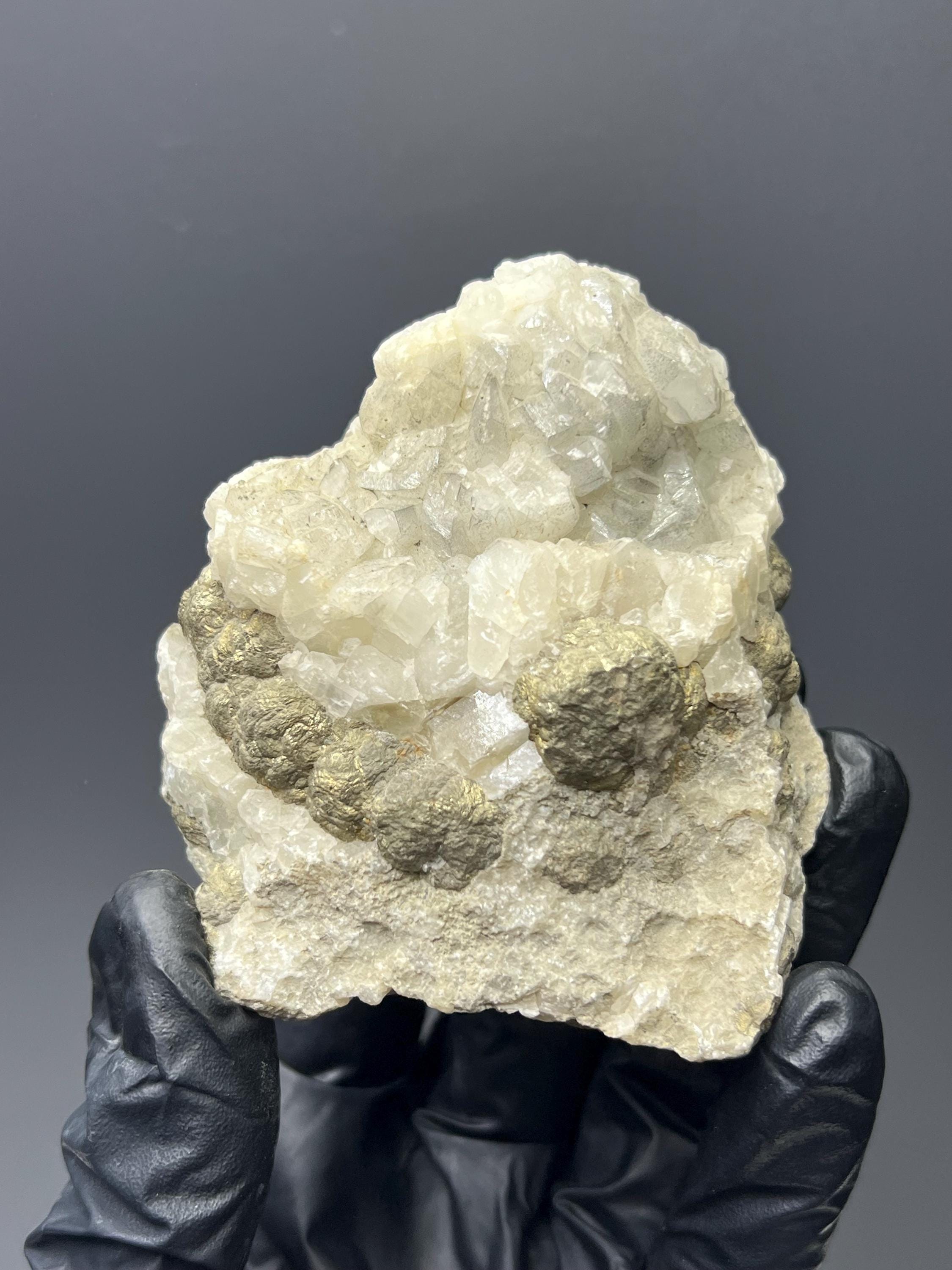 Pyrite With Apophyllite - Crystal Gemstone AE 