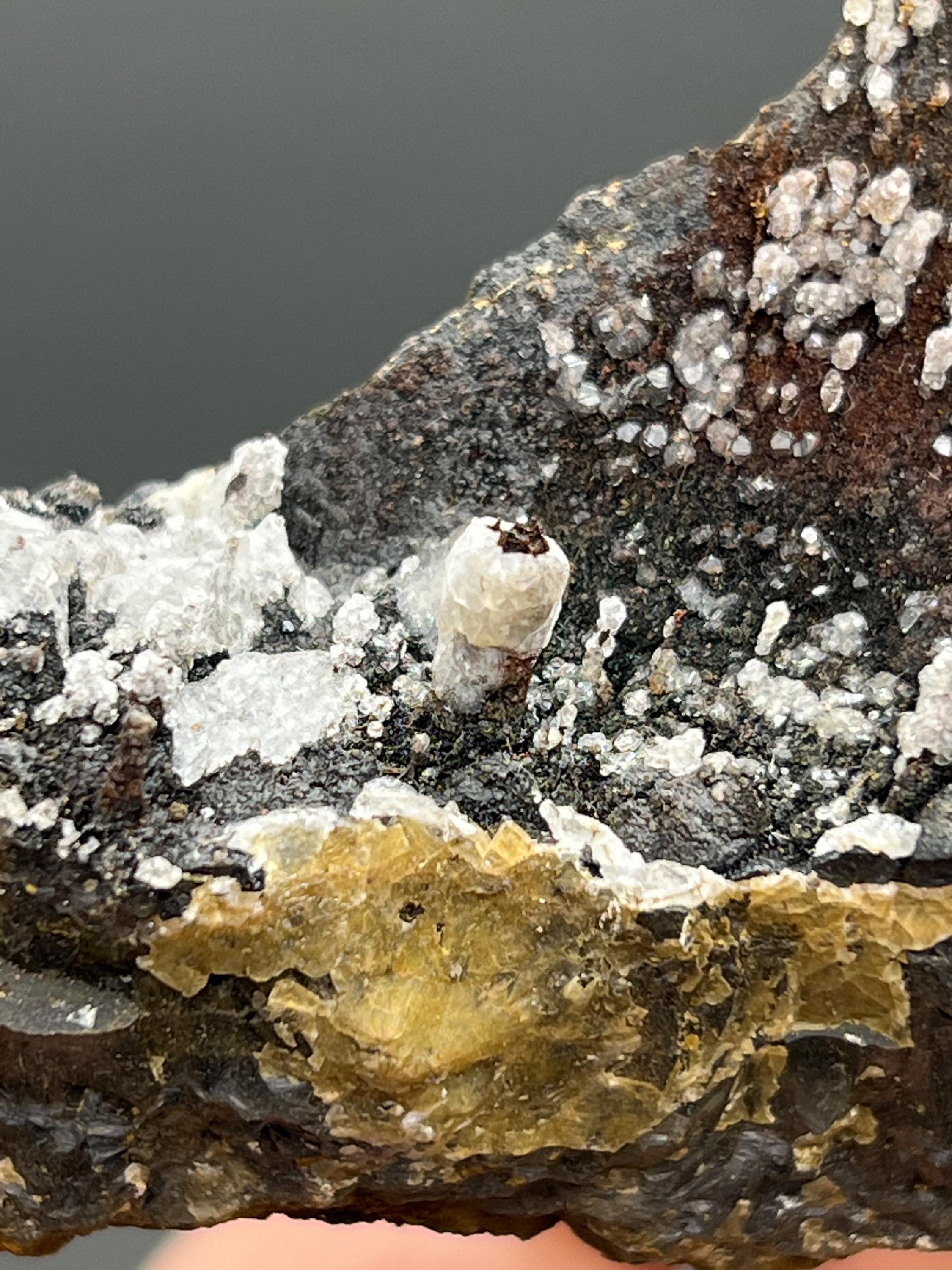Crystal Calcite On Stalactite Hematite - Crystal Gemstone AE 