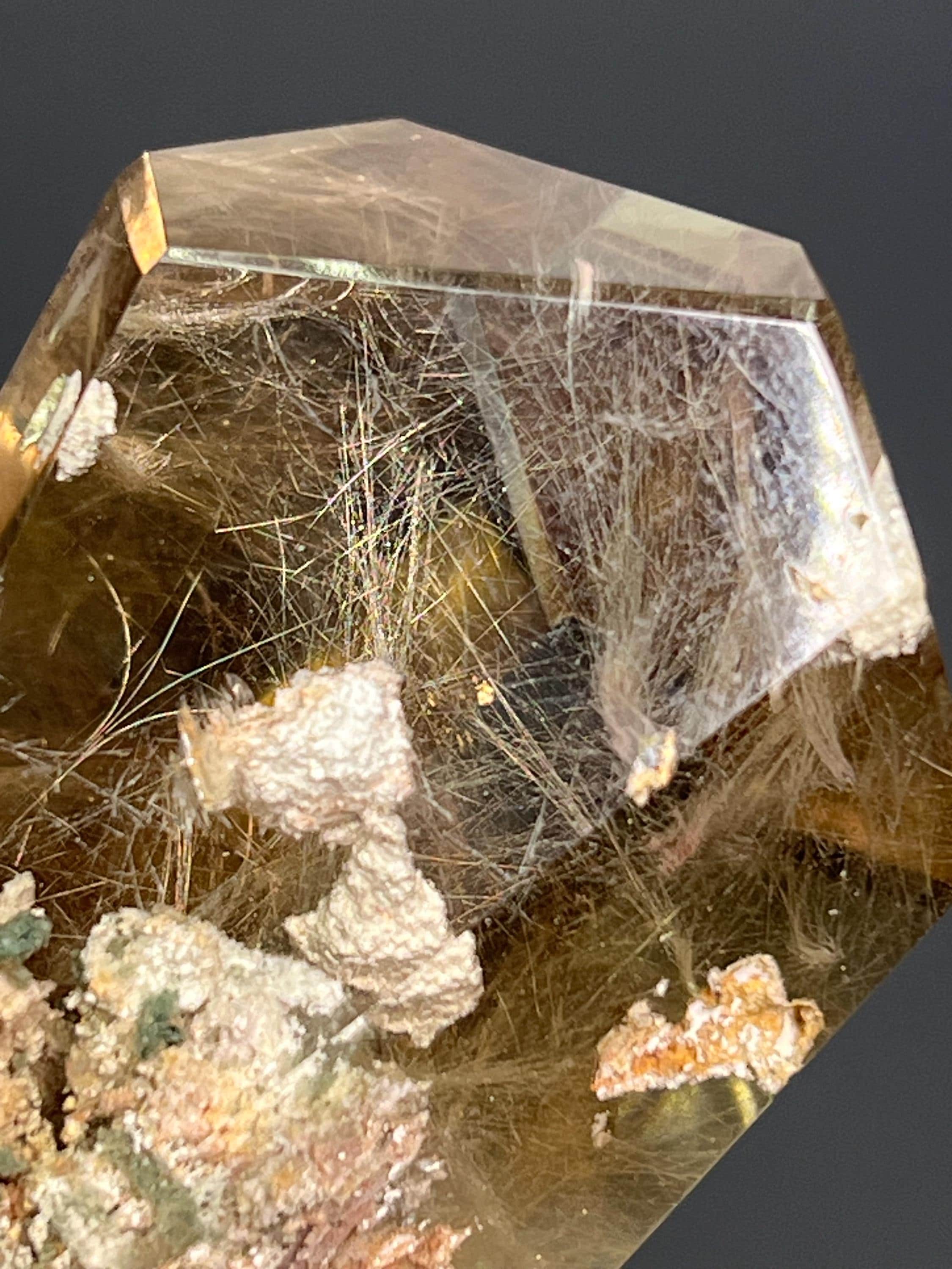 Top Grade, Calcite And Rutilated With Smoky Quartz - Crystal Gemstone AE 
