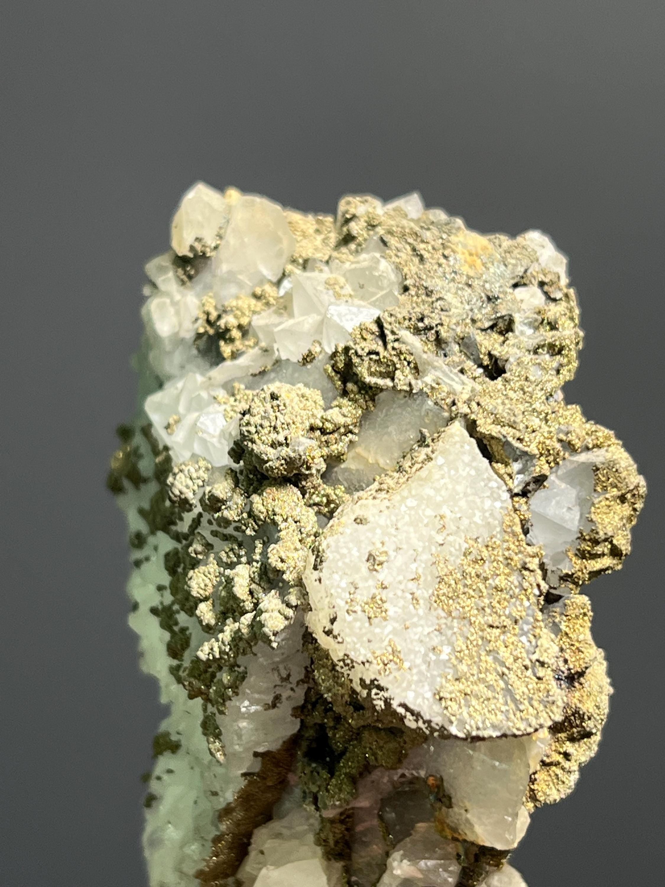 Pyrite On Crystal Quartz Specimen, 100gram - Crystal Gemstone AE 