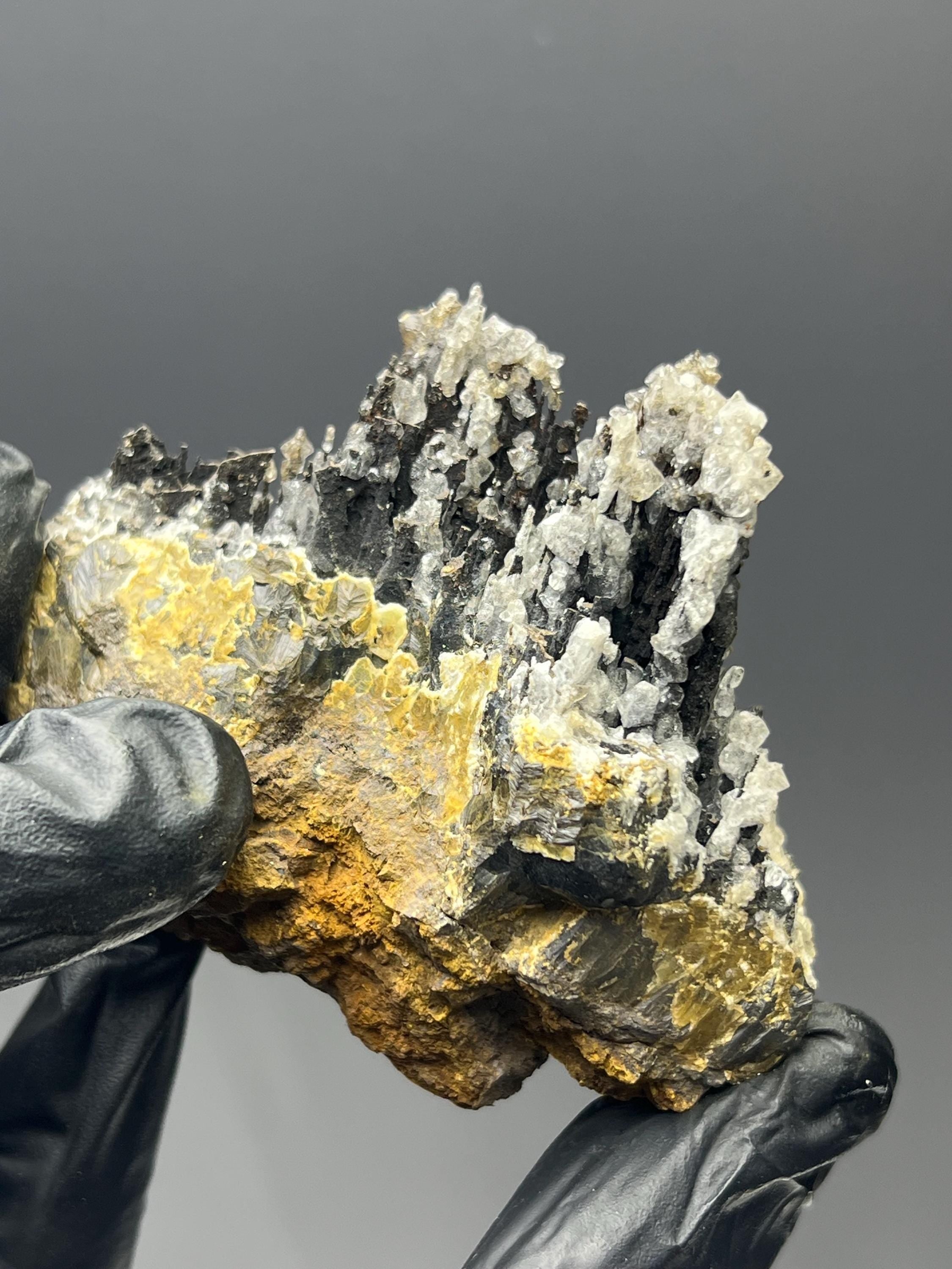 Crystal Calcite On Stalactite Goethite Specimen - Crystal Gemstone AE 