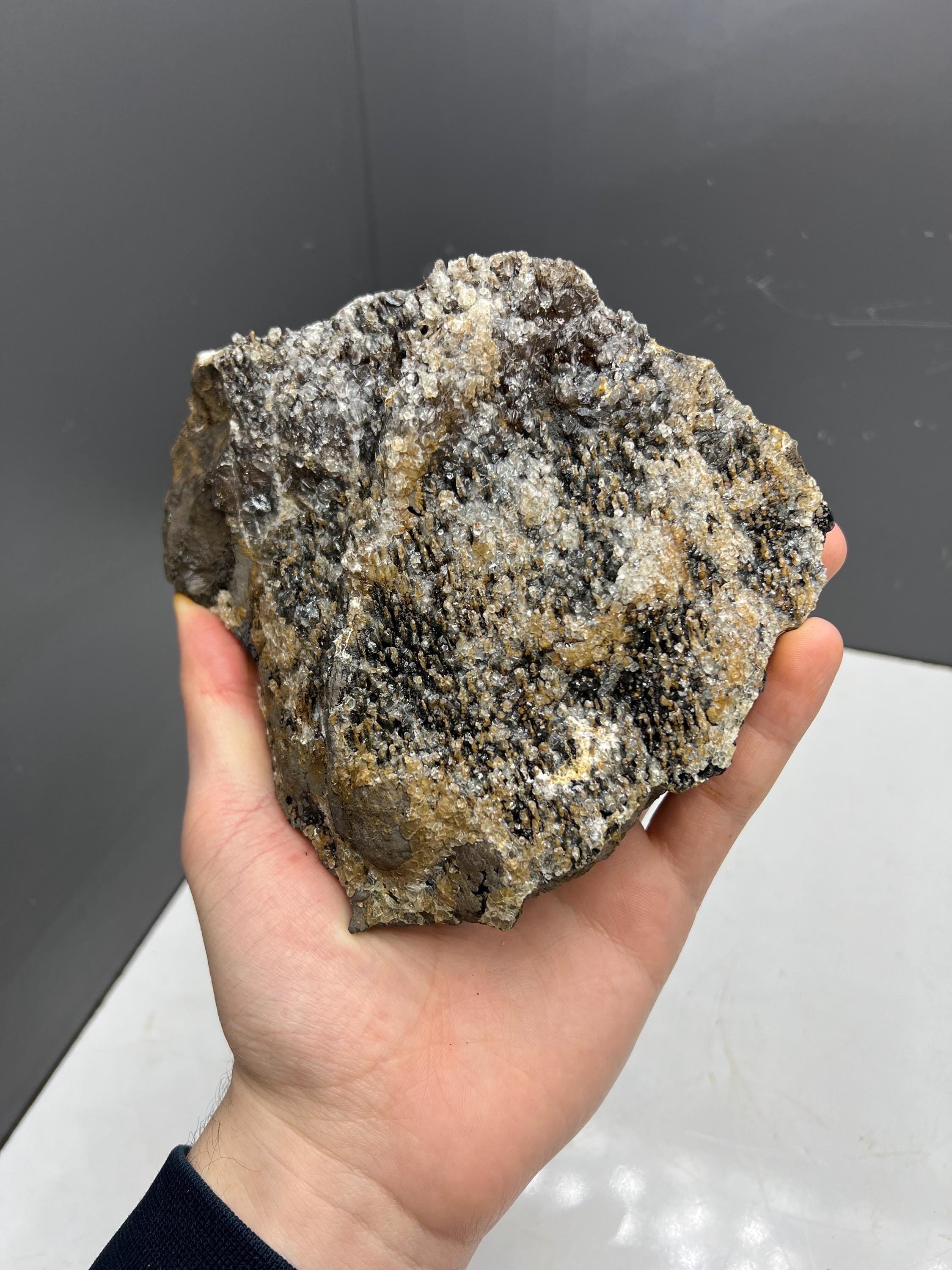 Very special museum quality crystal calcite and barite on stalactite hematite, Special collection piece - Crystal Gemstone AE 