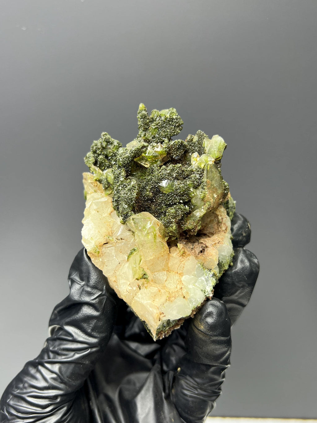 Turkish Epidote Quartz Specimen: Mineral Collection Display - Crystal Gemstone AE 