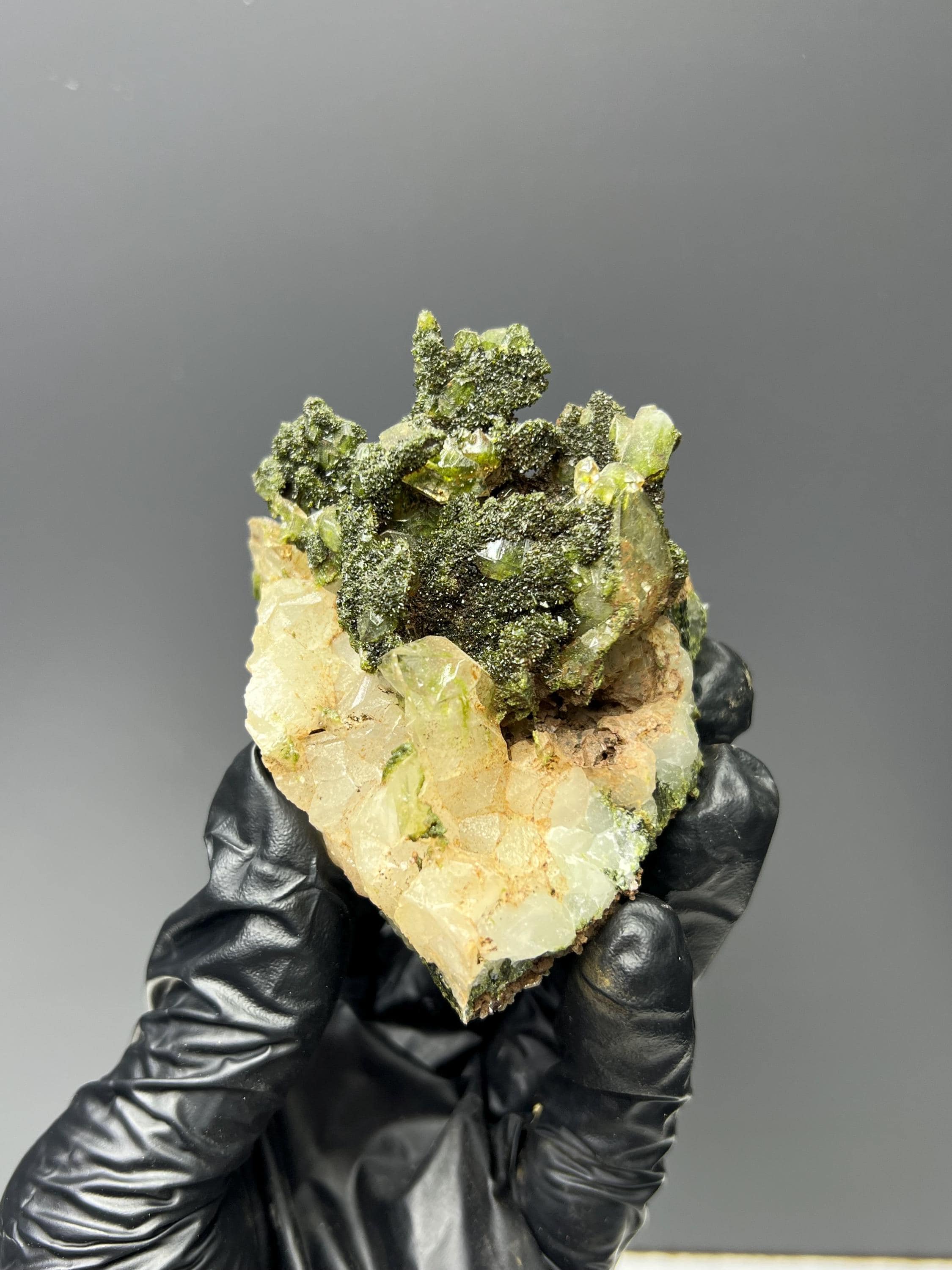 Turkish Epidote Quartz Specimen: Mineral Collection Display - Crystal Gemstone AE 