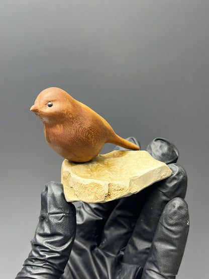 Wood Bird On Matrix - Crystal Gemstone AE 