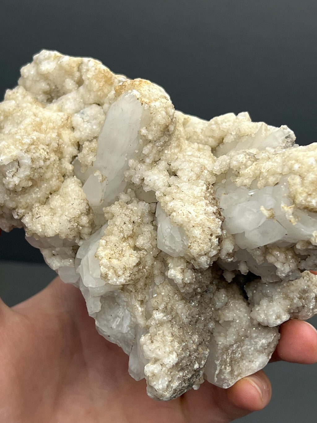 Snow Crystal Calcite On Crystal Quartz Mineral - Crystal Gemstone AE 
