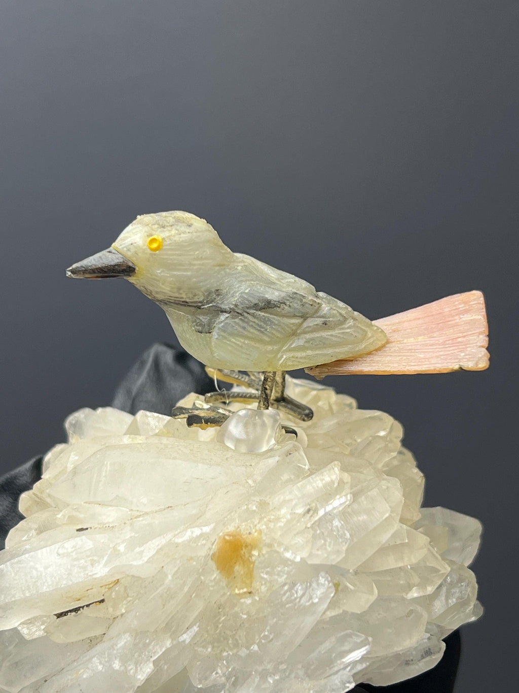 Crystal Quartz On Natural Stone Bird - Crystal Gemstone AE 