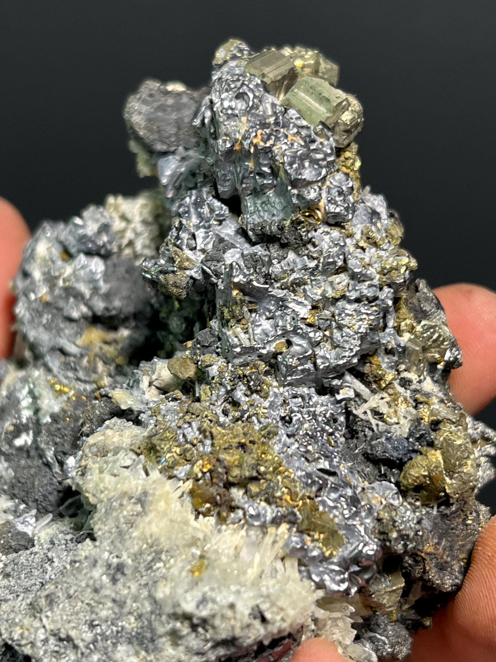 Pyrite And Quartz With Galena Specimen, 470gram - Crystal Gemstone AE 