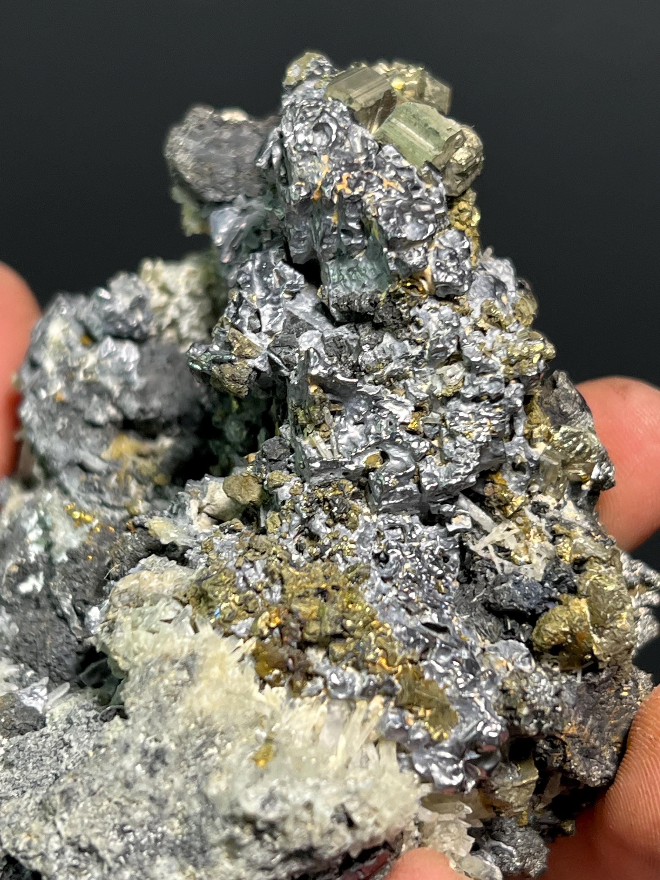 Pyrite And Quartz With Galena Specimen, 470gram - Crystal Gemstone AE 