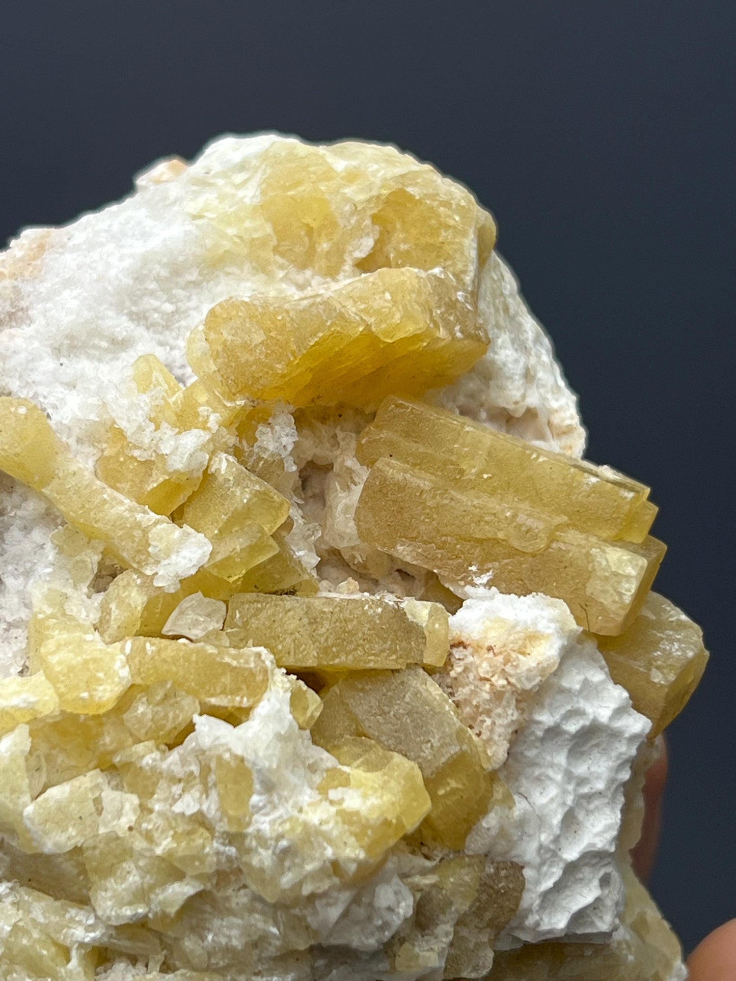 Yellow Barite On Calcite - Crystal Gemstone AE 