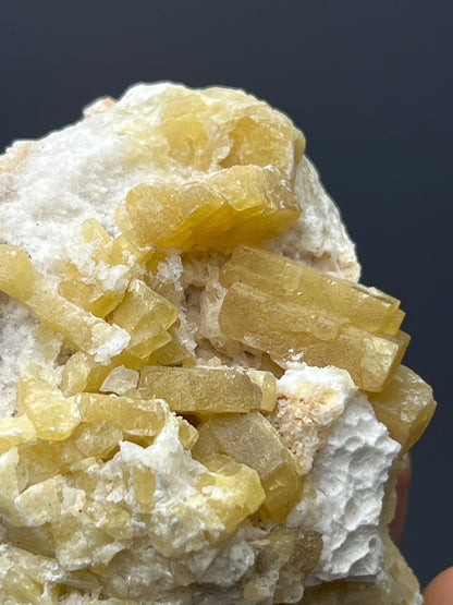 Yellow Barite On Calcite - Crystal Gemstone AE 