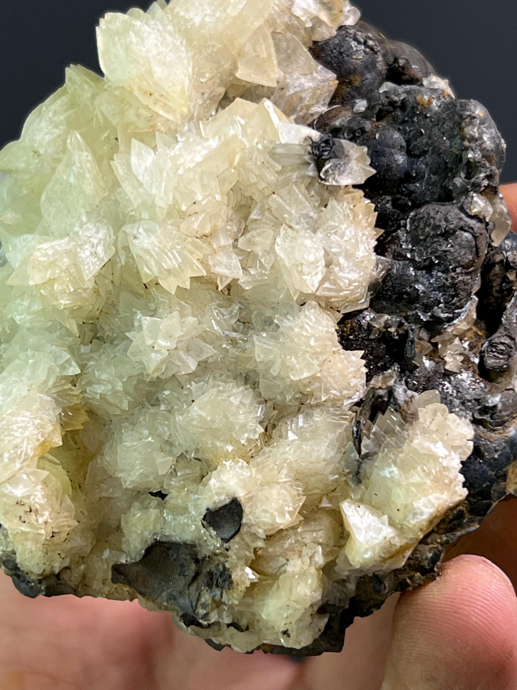 Crystal Calcite On Goethite - Crystal Gemstone AE 