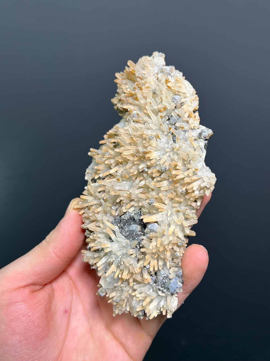 Very Special, Sphalerite And Pyrite On Gypsum Crystal Selenite Specimen, 254gram - Crystal Gemstone AE 