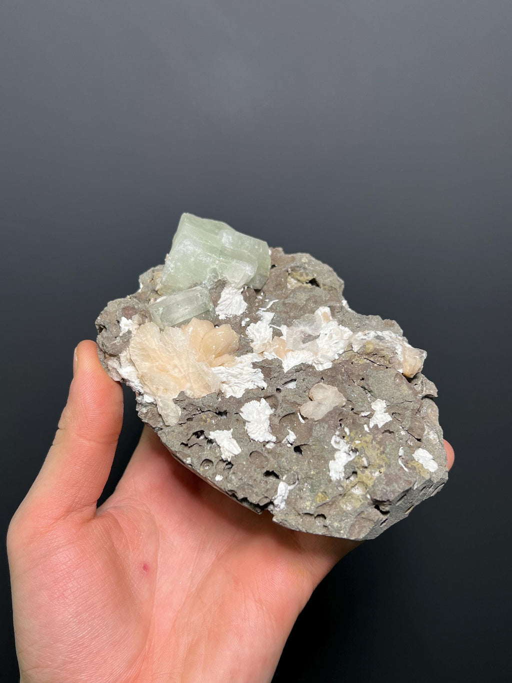 Apophyllite With Scolecite On Bassalt With Stilbite, 524gram - Crystal Gemstone AE 