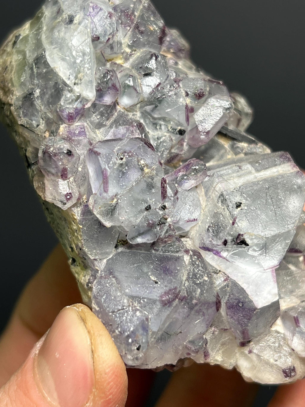 Fluorite in Black Tourmaline - Namibia - Crystal Gemstone AE 