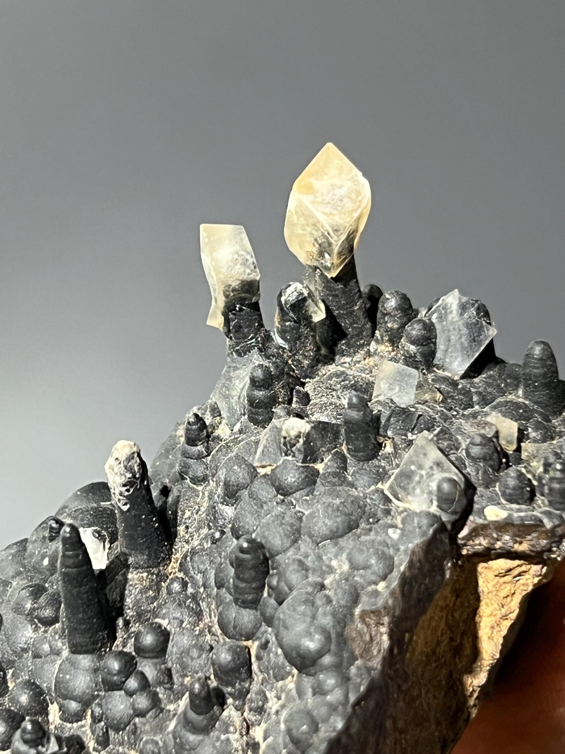 Very Special Museum Quality Cubic Crystal Calcite On Stalactite Goethite - Crystal Gemstone AE 