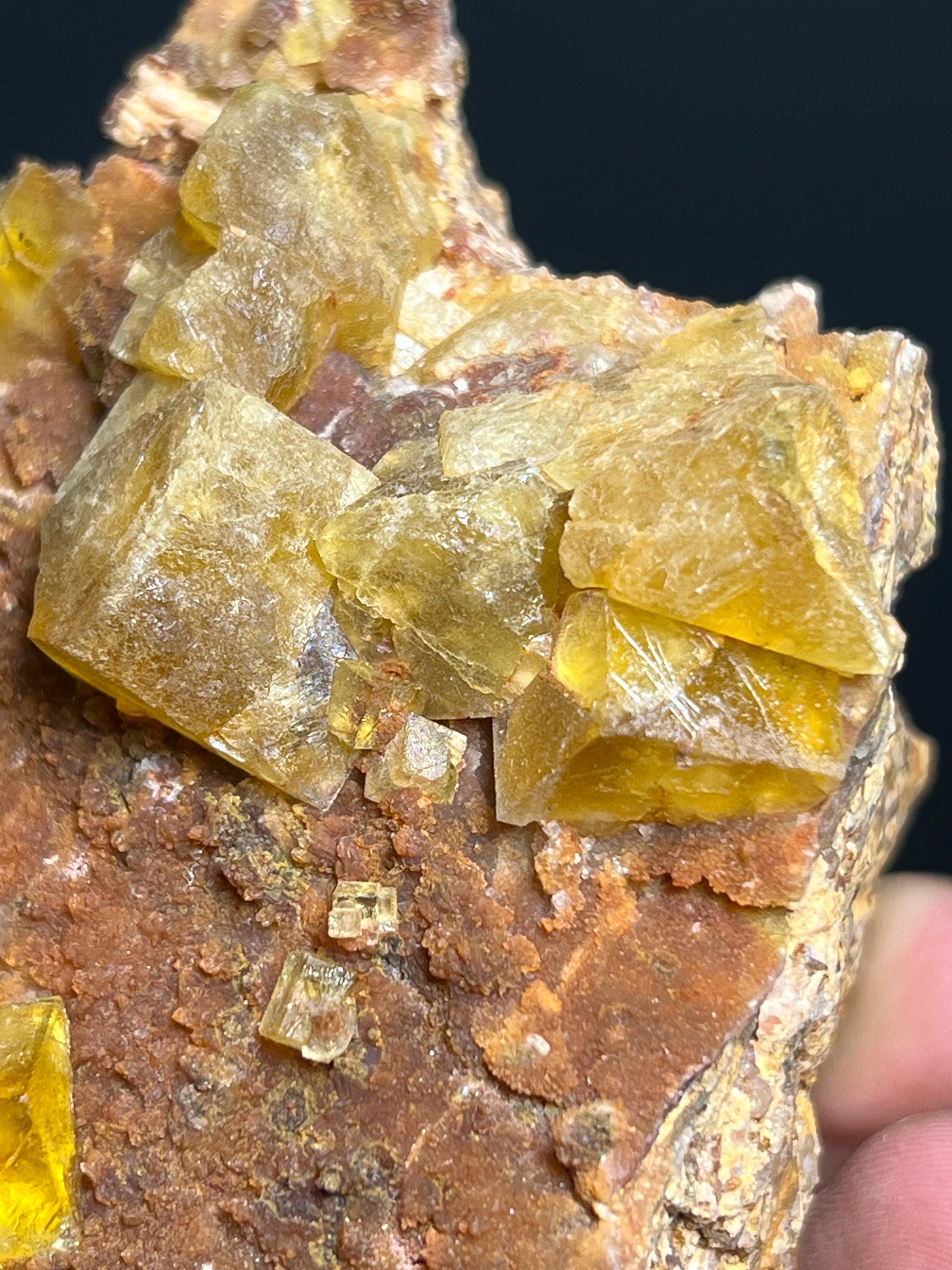 Orange Cubic Fluorite Specimen - Crystal Gemstone AE 